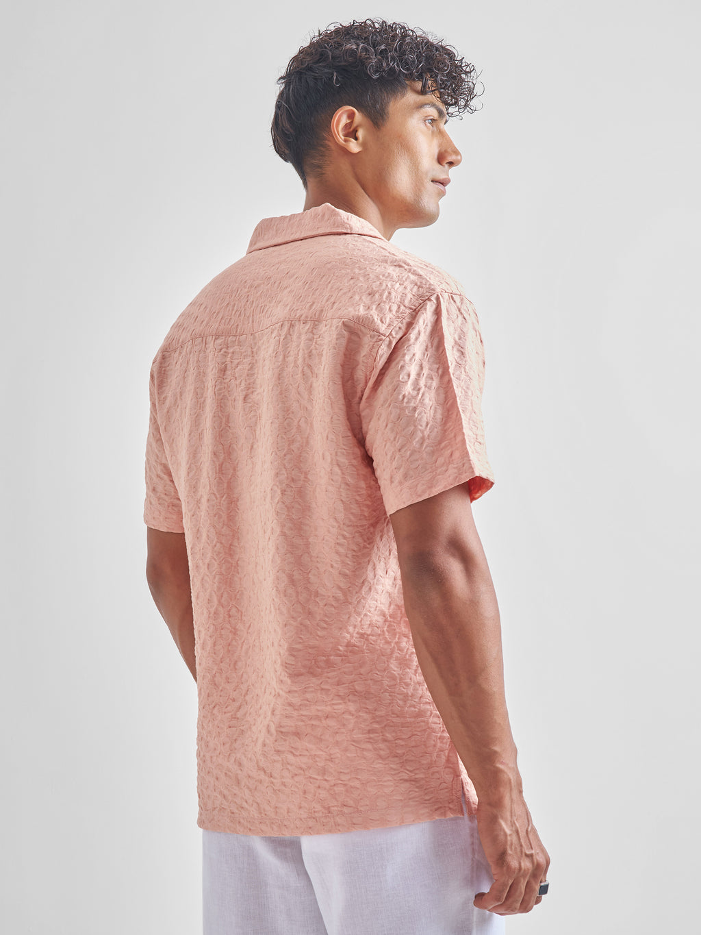 Highlander Men Pink Self Design Relaxed Fit Casual Shirt - Pink - Image 3