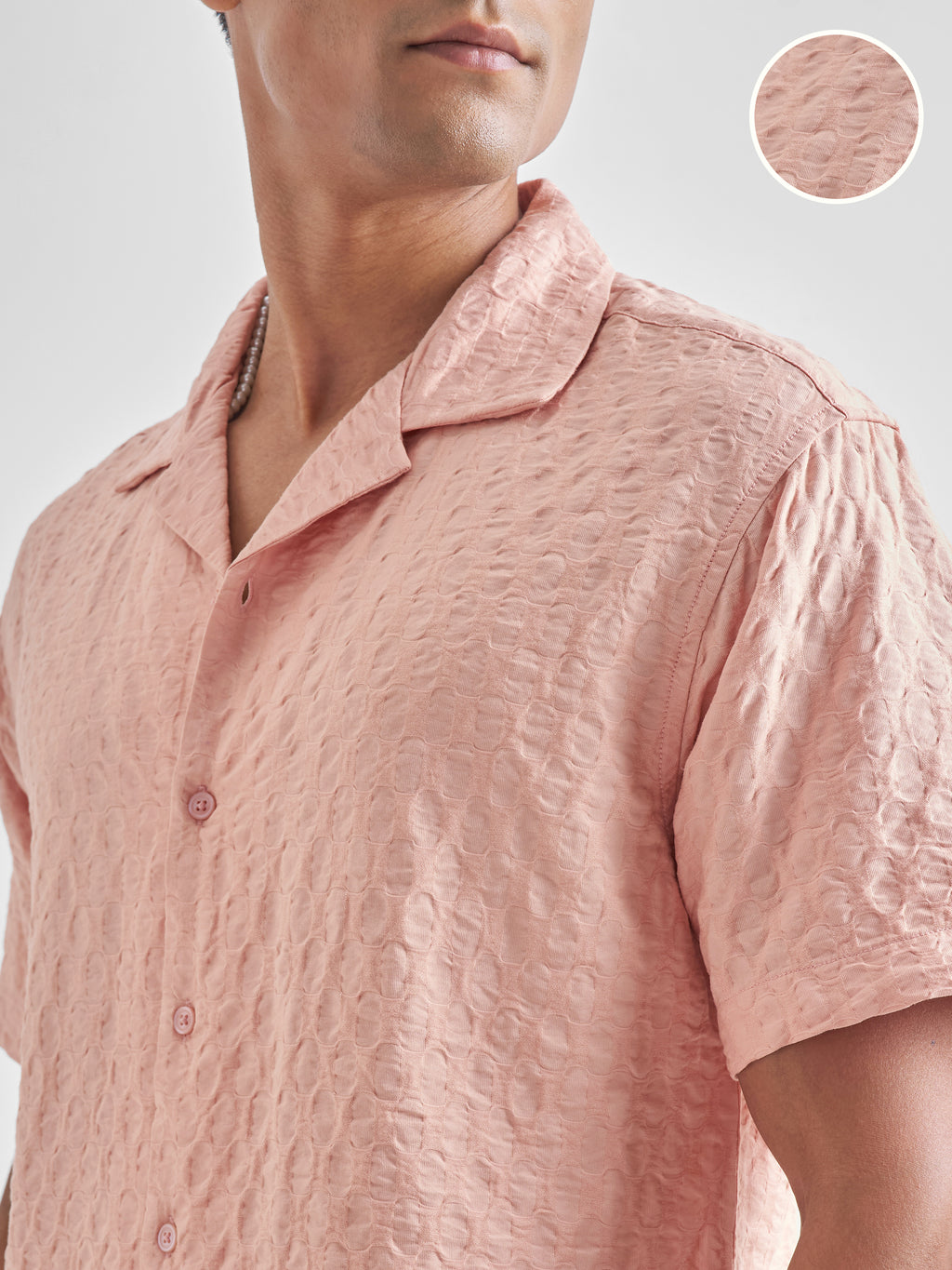 Highlander Men Pink Self Design Relaxed Fit Casual Shirt - Pink - Image 5