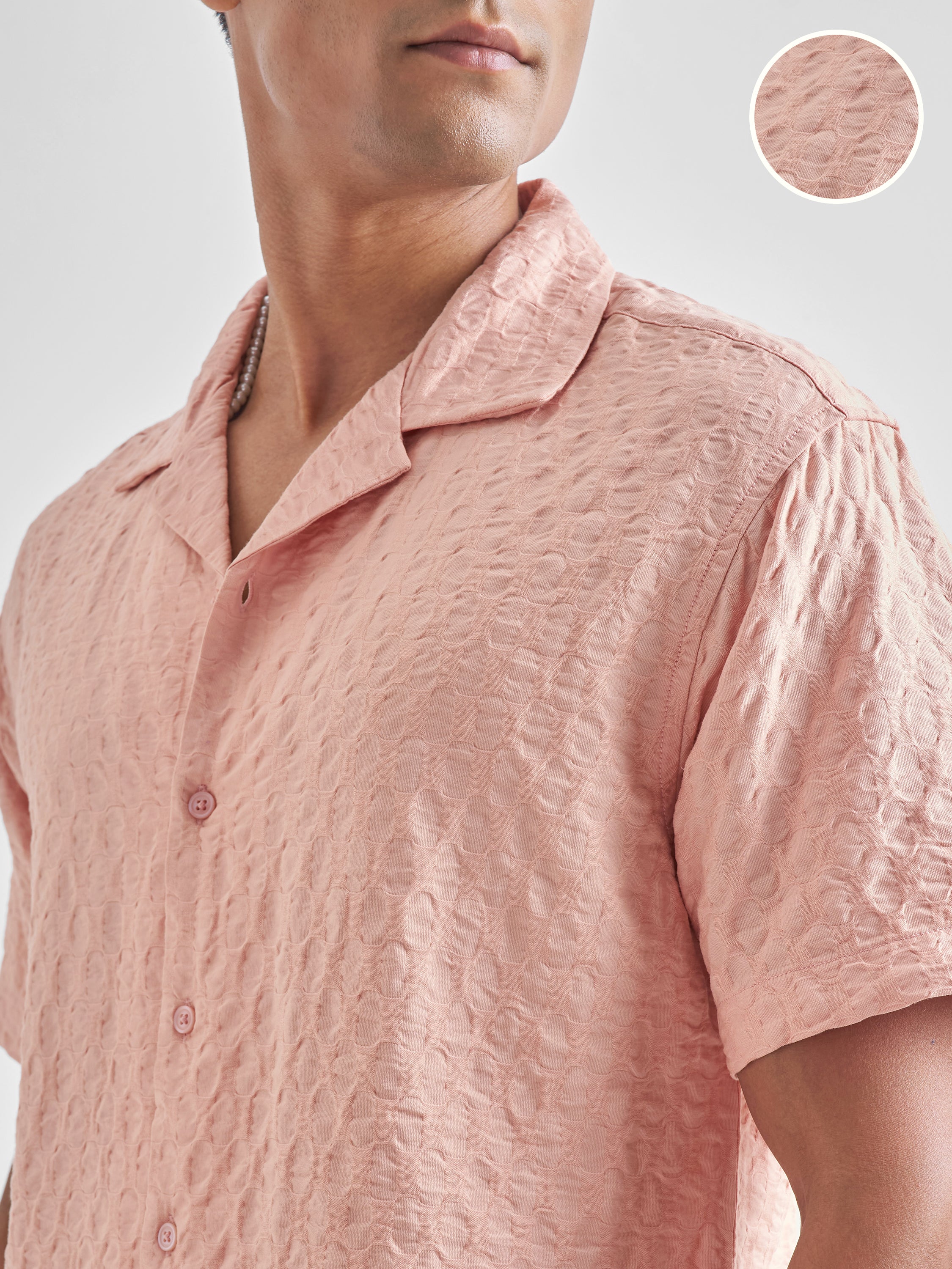 Highlander Men Pink Self Design Relaxed Fit Casual Shirt - Pink - Image 5