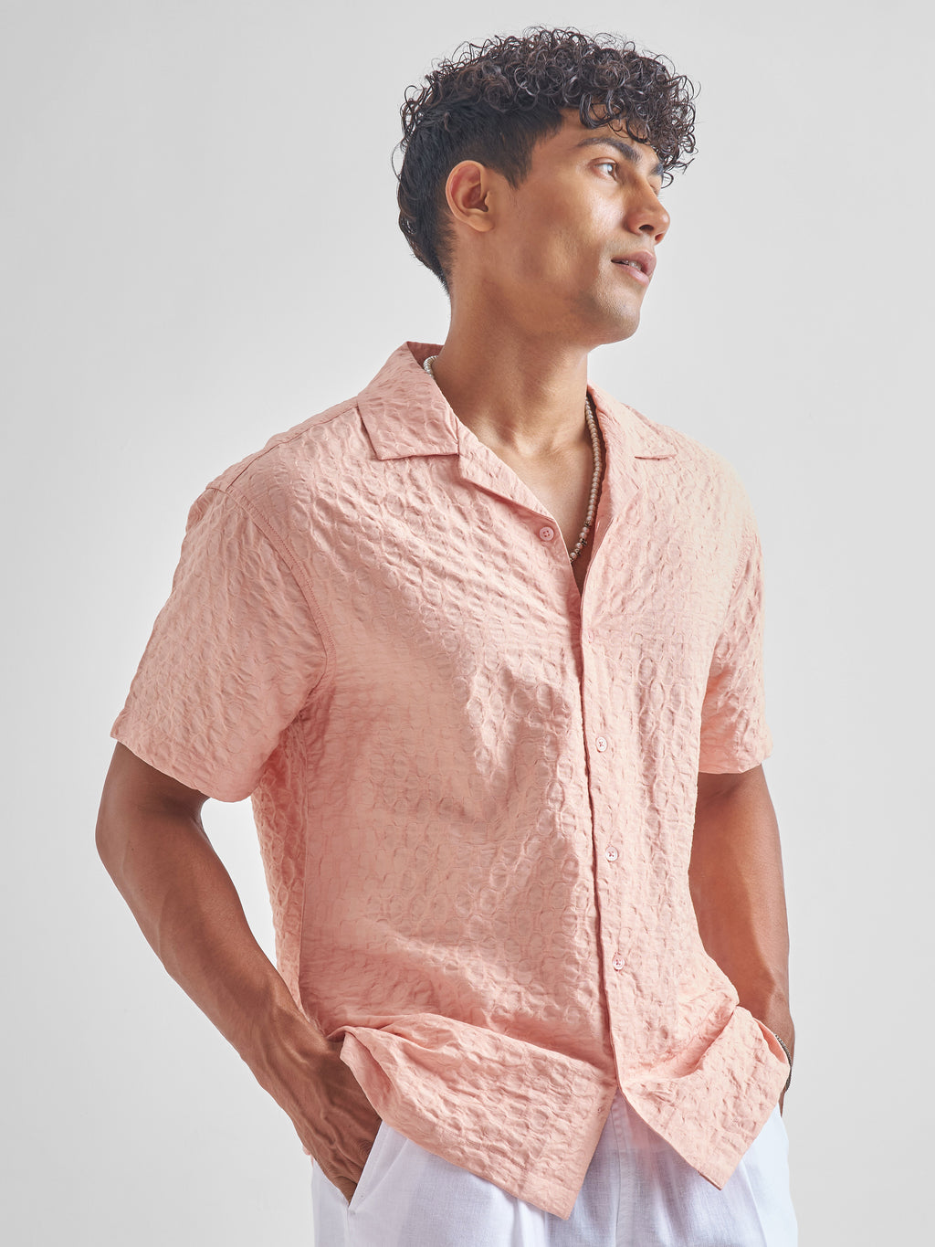 Highlander Men Pink Self Design Relaxed Fit Casual Shirt - Pink - Image 6