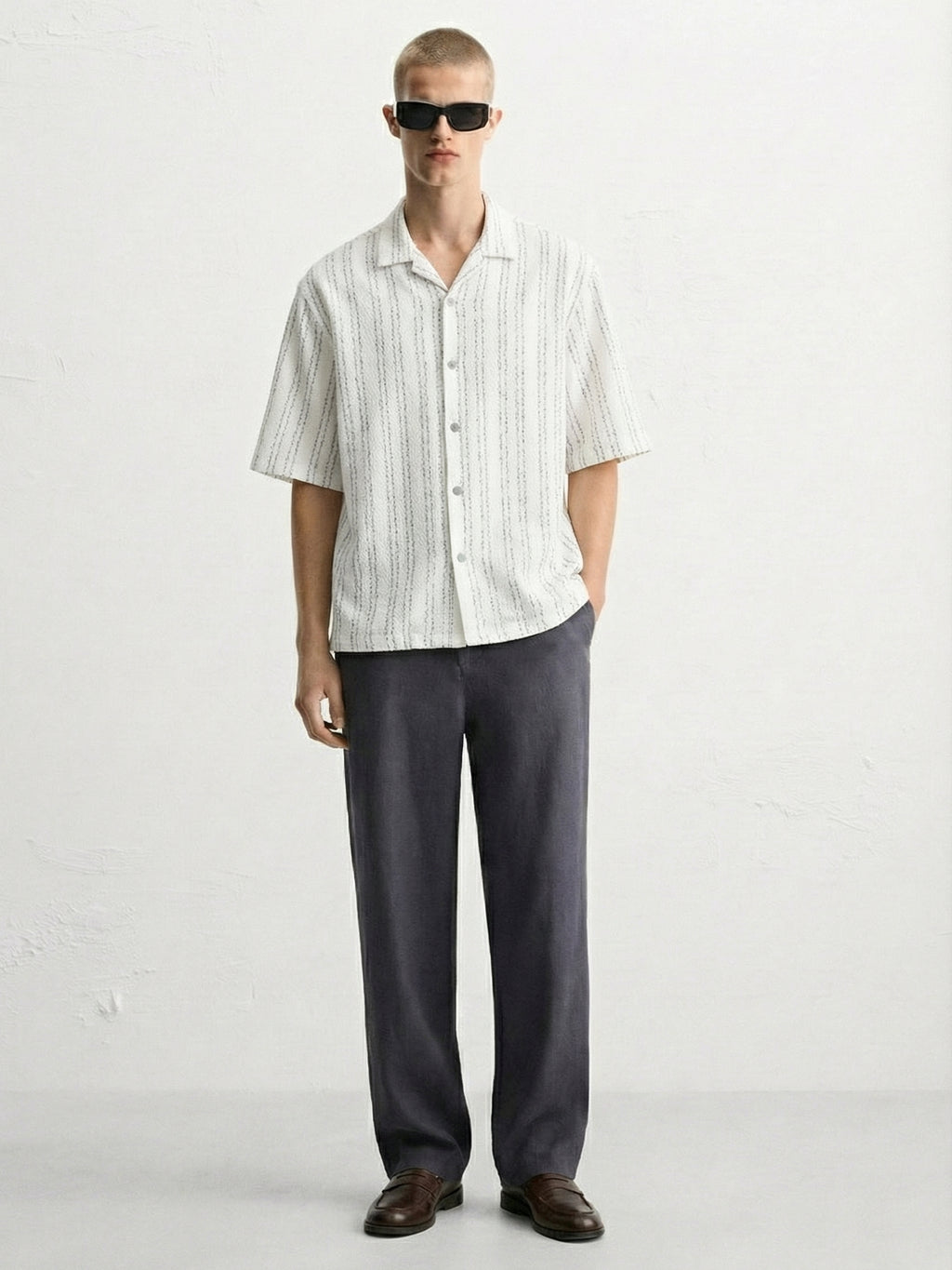Highlander Men White Self Design Boxy Fit Casual Shirt - White - Image 2
