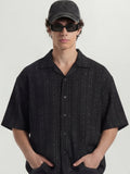 Highlander Men Black Striped Boxy Fit Casual Shirt - Black - Image 1