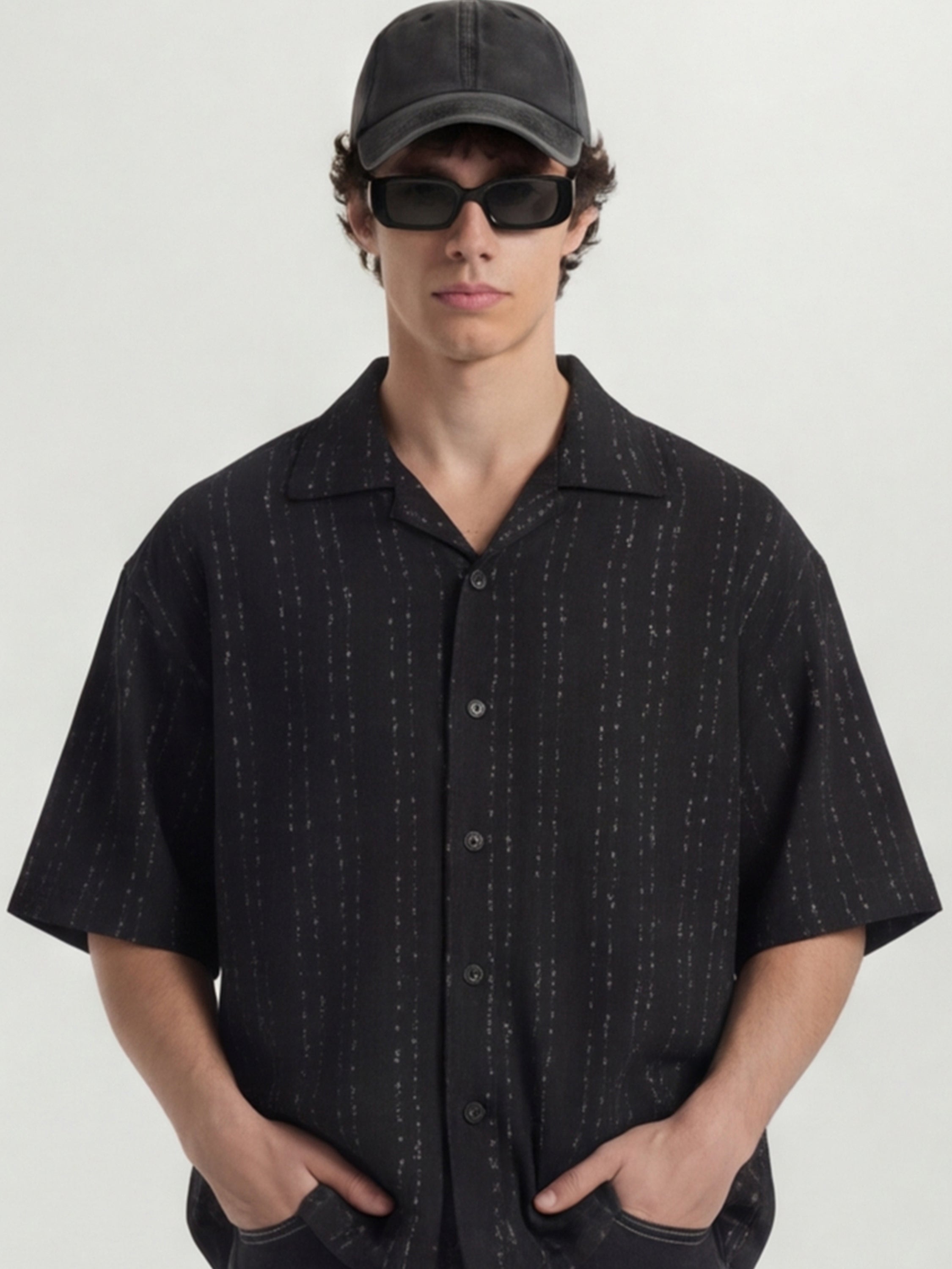 Highlander Men Black Striped Boxy Fit Casual Shirt - Black - Image 1