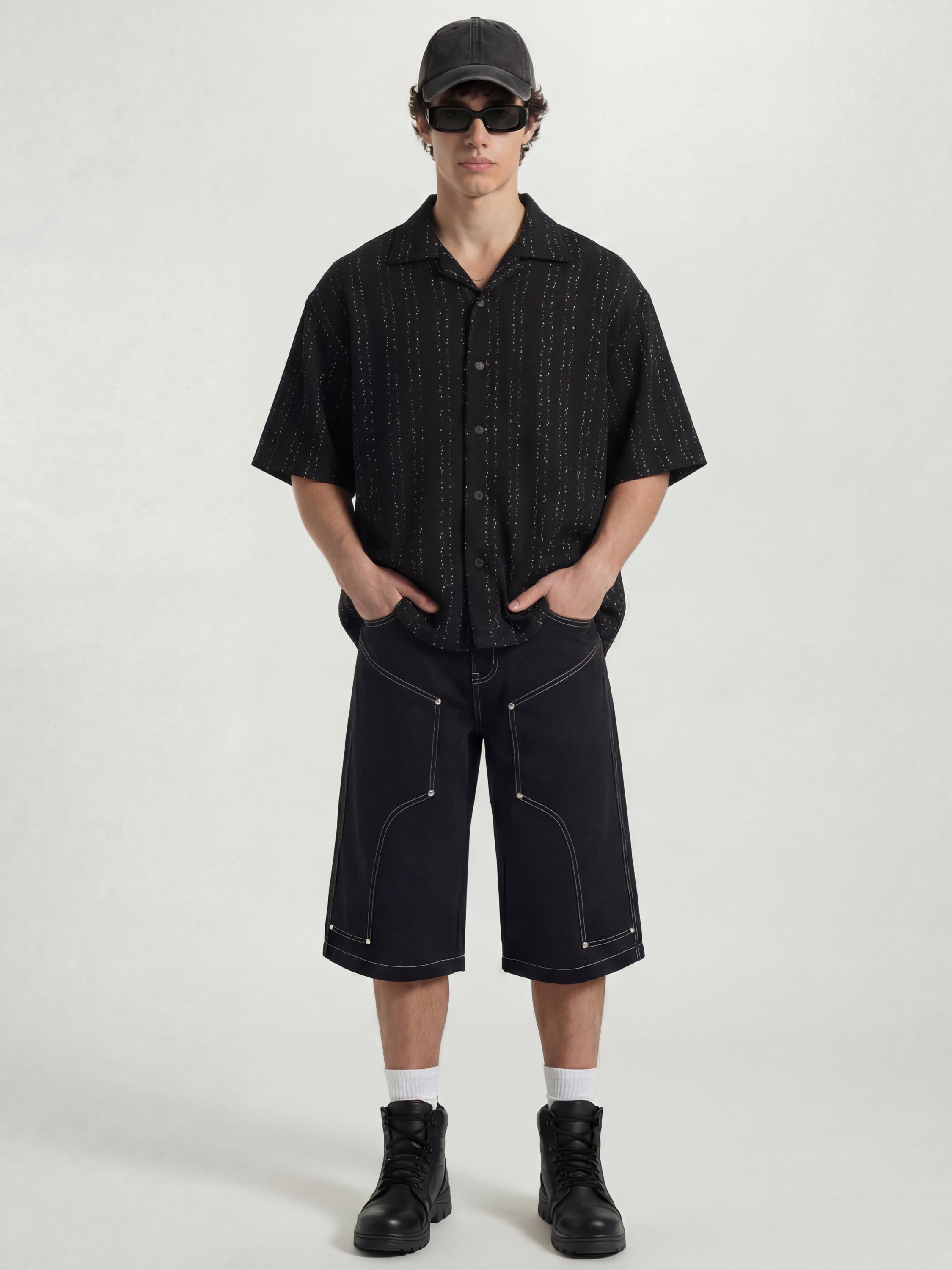 Highlander Men Black Striped Boxy Fit Casual Shirt - Black - Image 2