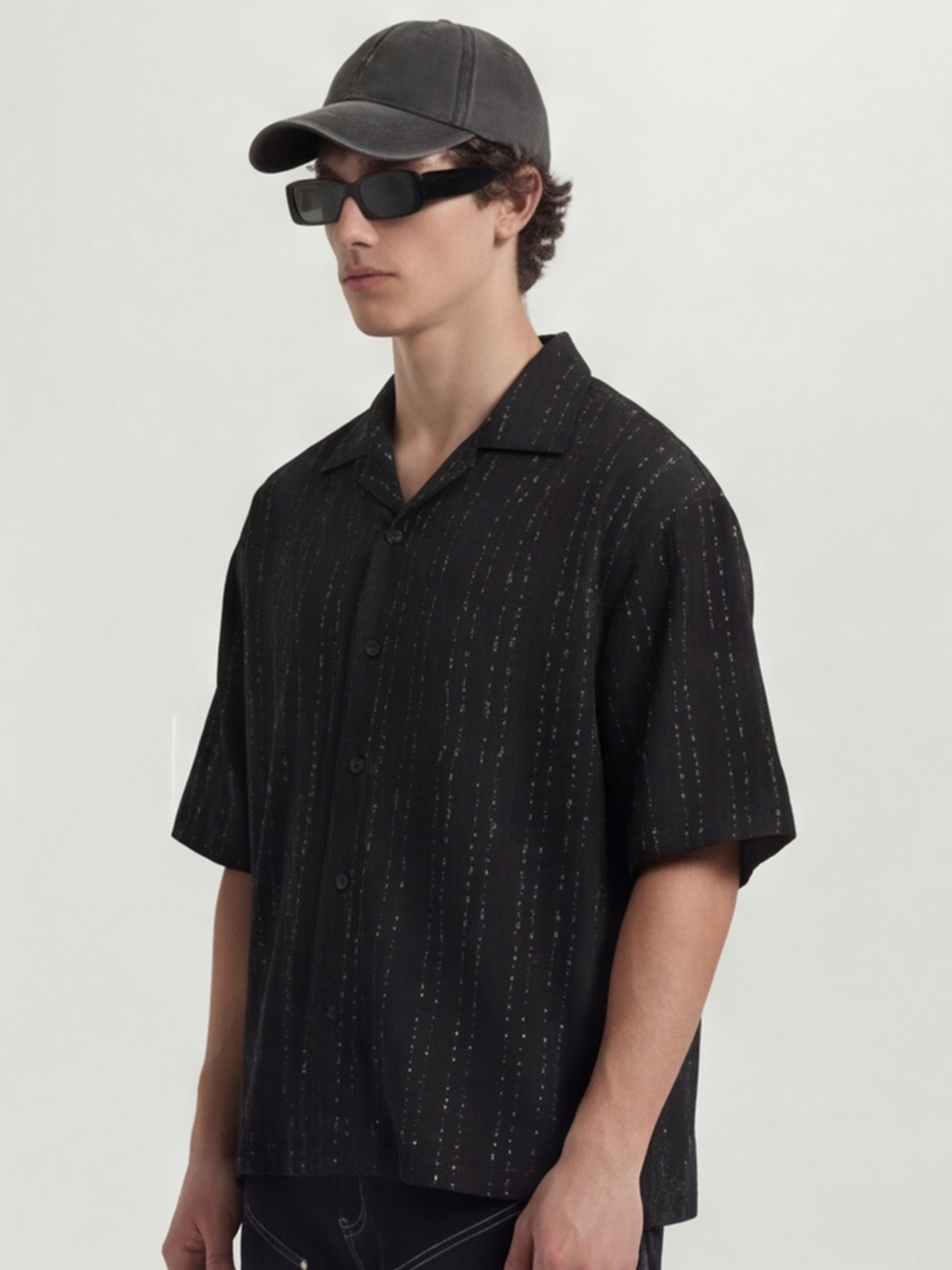 Highlander Men Black Striped Boxy Fit Casual Shirt - Black - Image 4