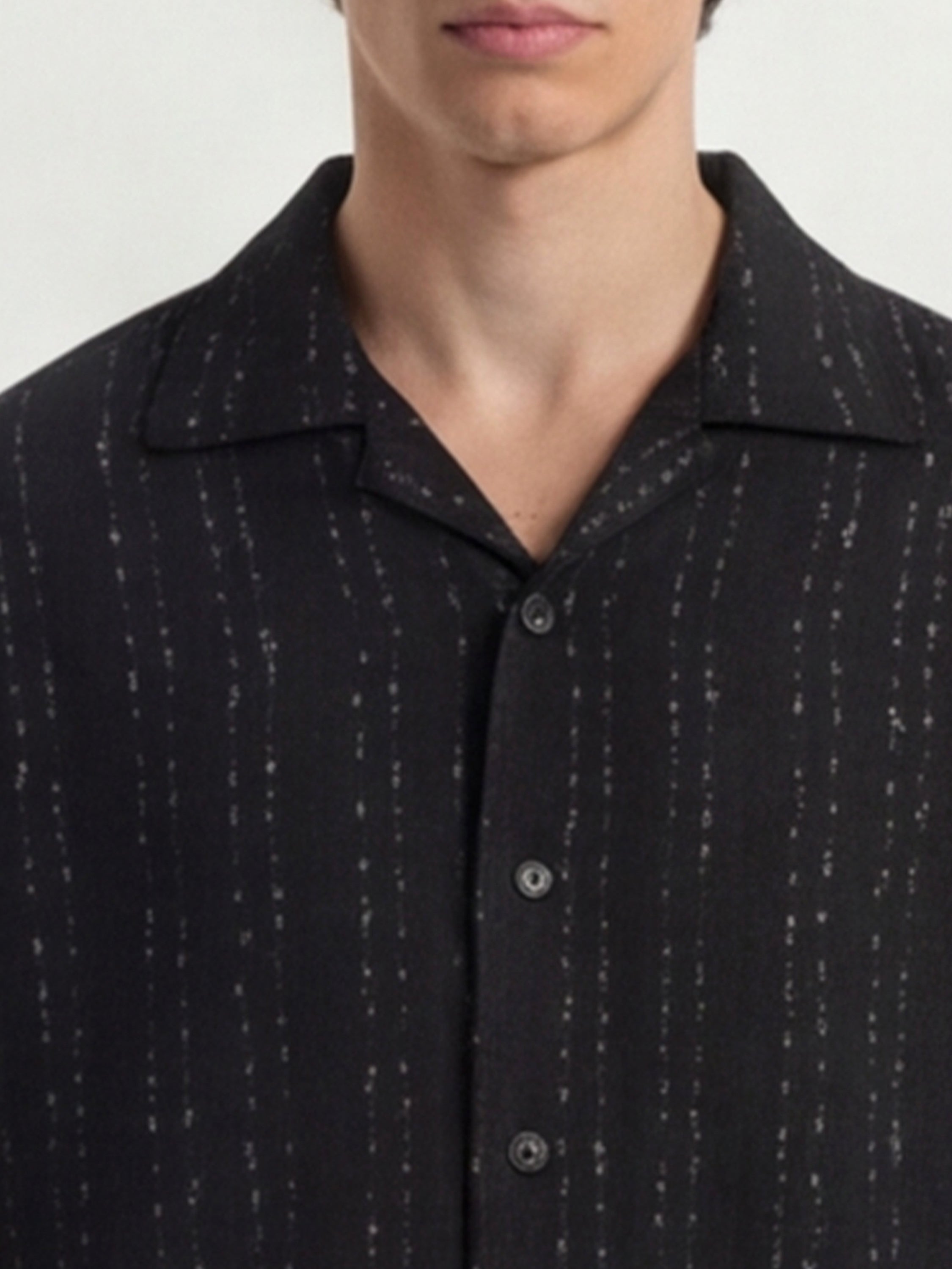 Highlander Men Black Striped Boxy Fit Casual Shirt - Black - Image 5