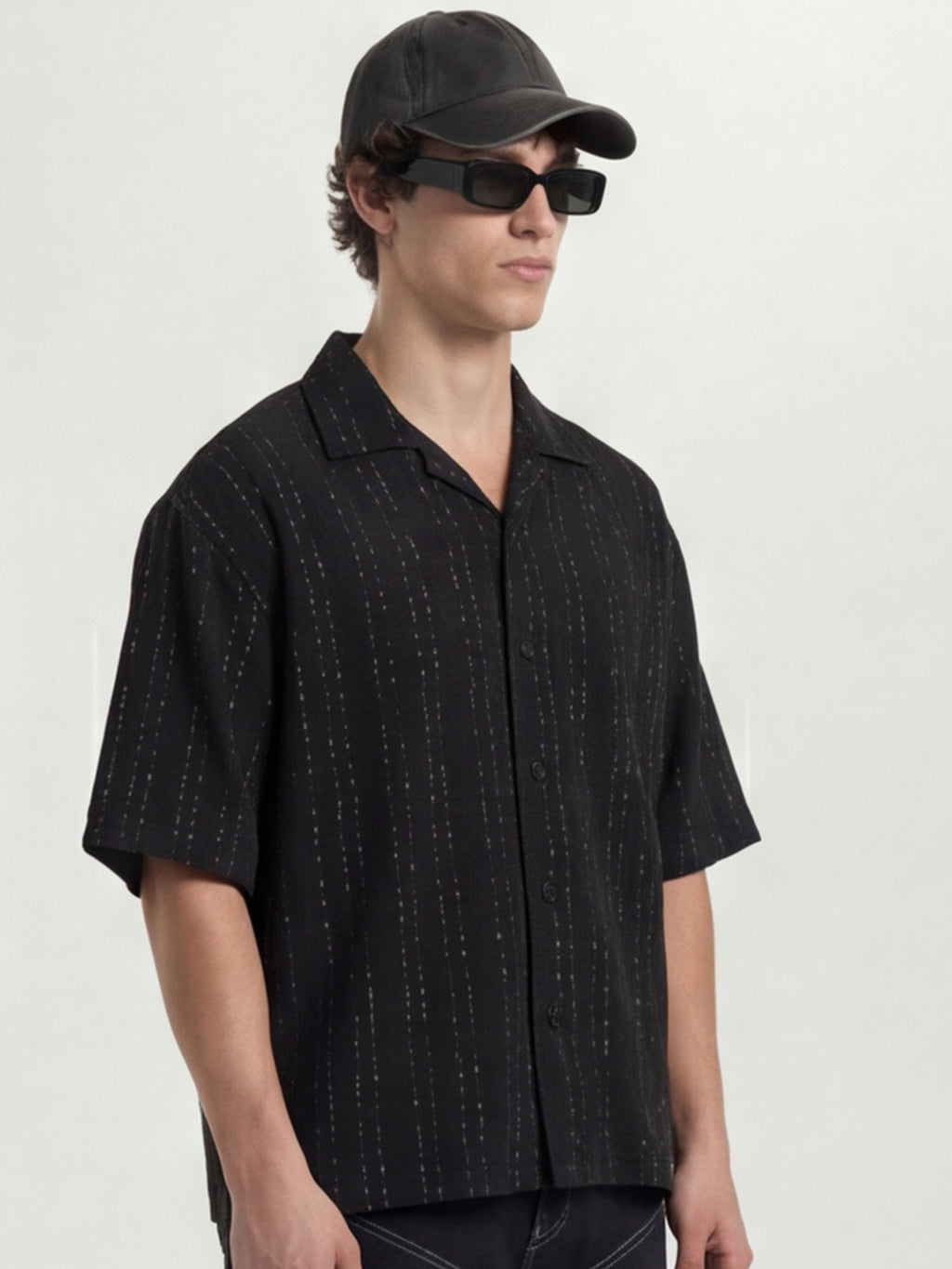 Highlander Men Black Striped Boxy Fit Casual Shirt - Black - Image 6
