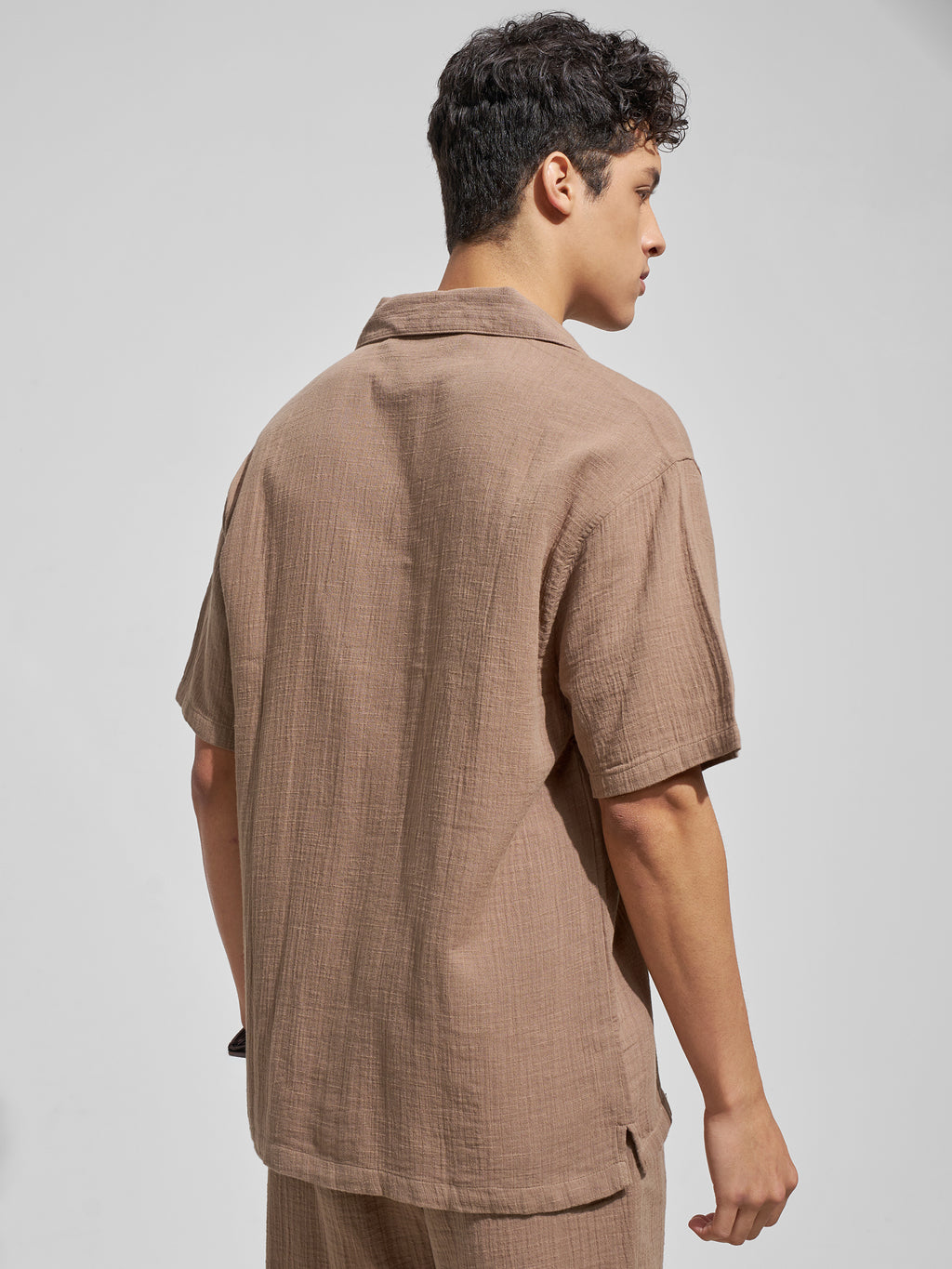 Highlander Men Brown Self Design Relaxed Fit Casual Shirt