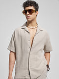 Highlander Men Grey Self Design Relaxed Fit Casual Shirt