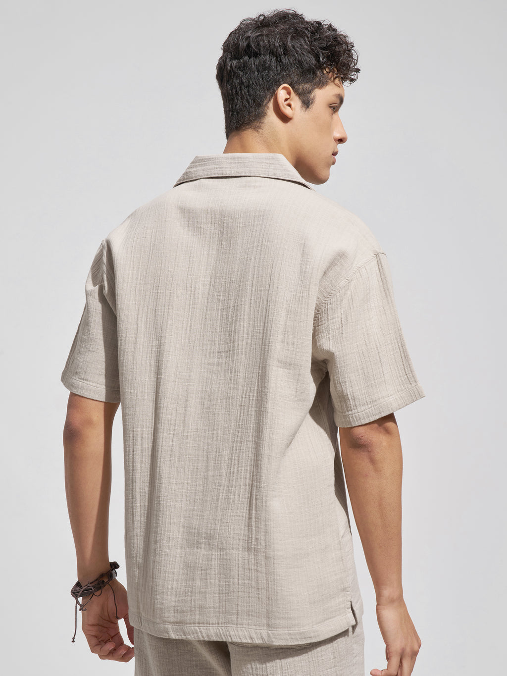 Highlander Men Grey Self Design Relaxed Fit Casual Shirt