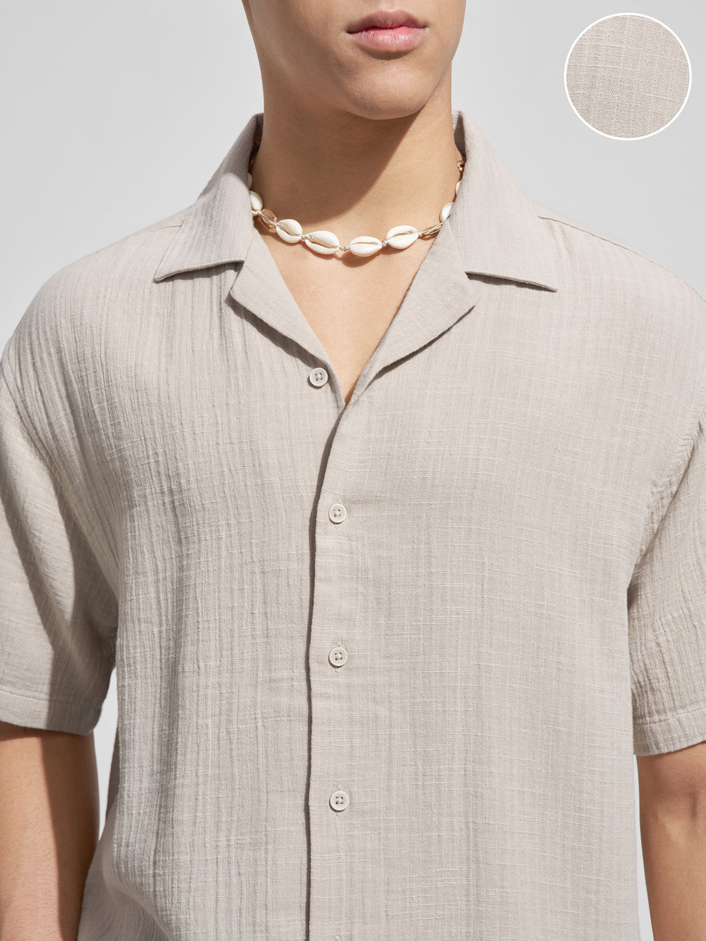 Highlander Men Grey Self Design Relaxed Fit Casual Shirt