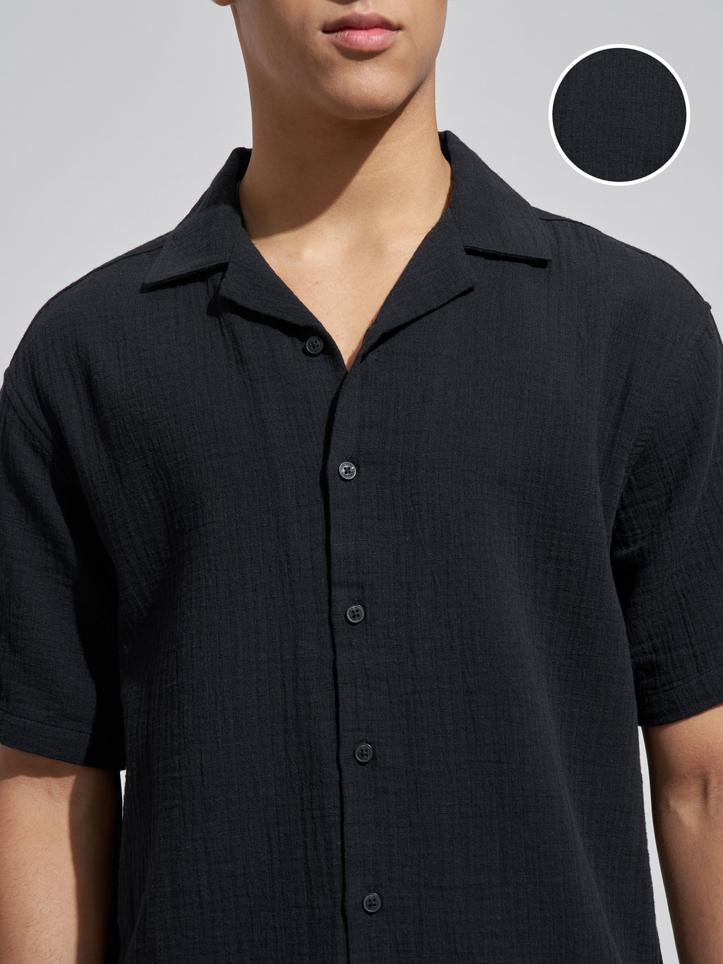 Highlander Men Black Self Design Relaxed Fit Casual Shirt