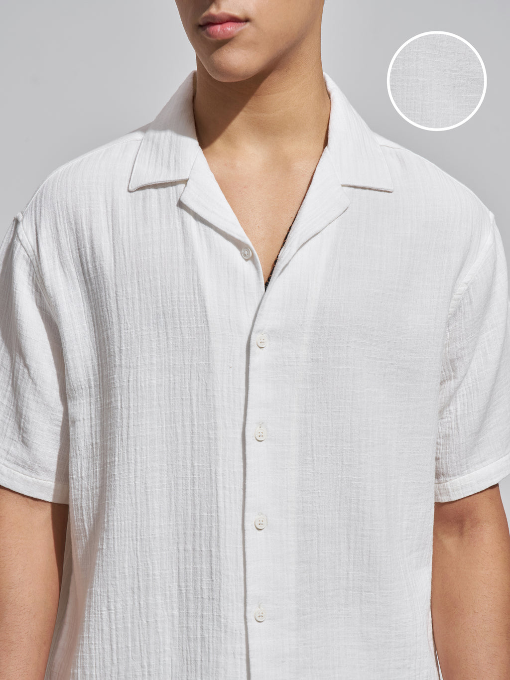 Highlander Men White Self Design Relaxed Fit Casual Shirt