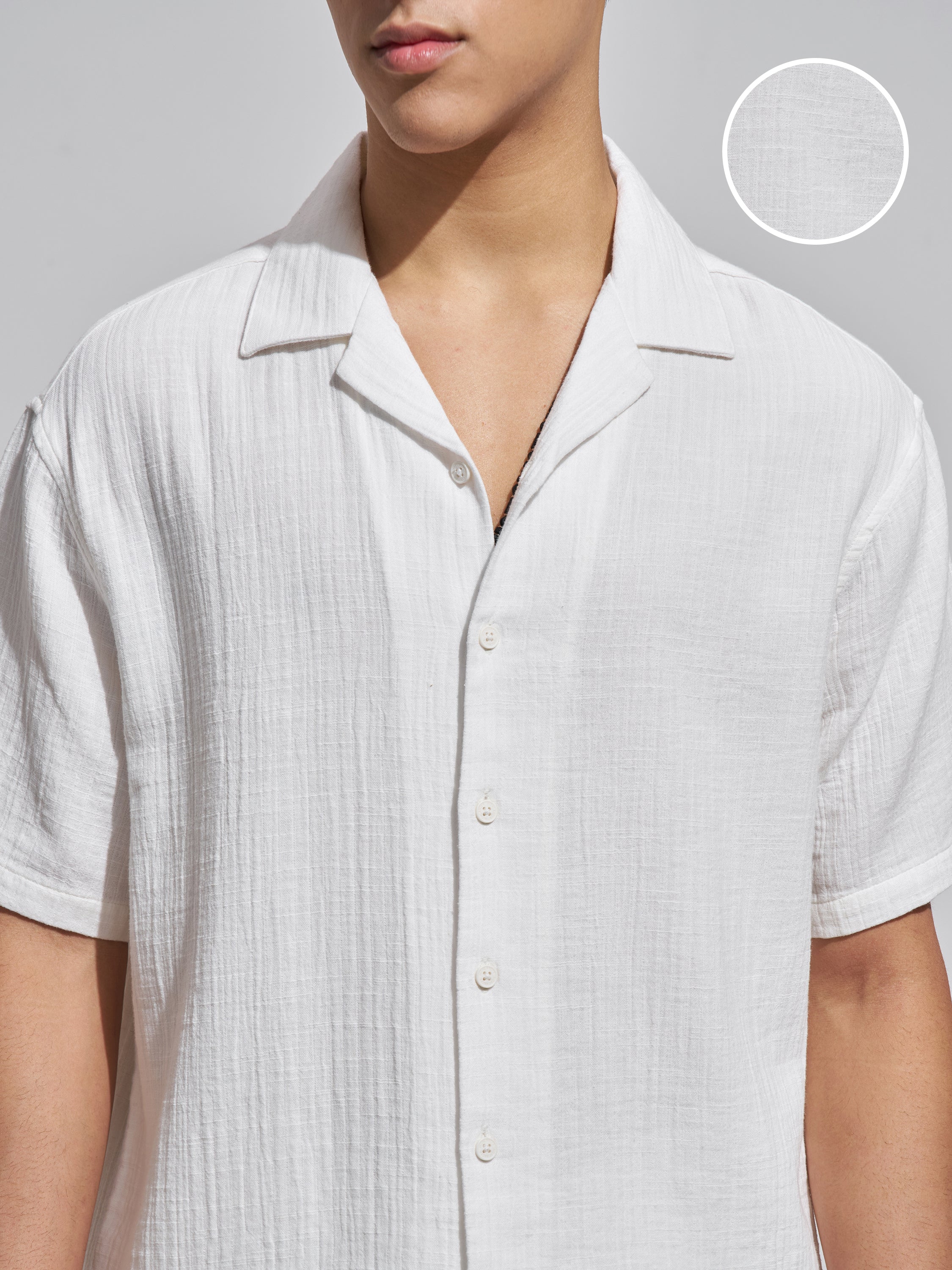 Highlander Men White Self Design Relaxed Fit Casual Shirt