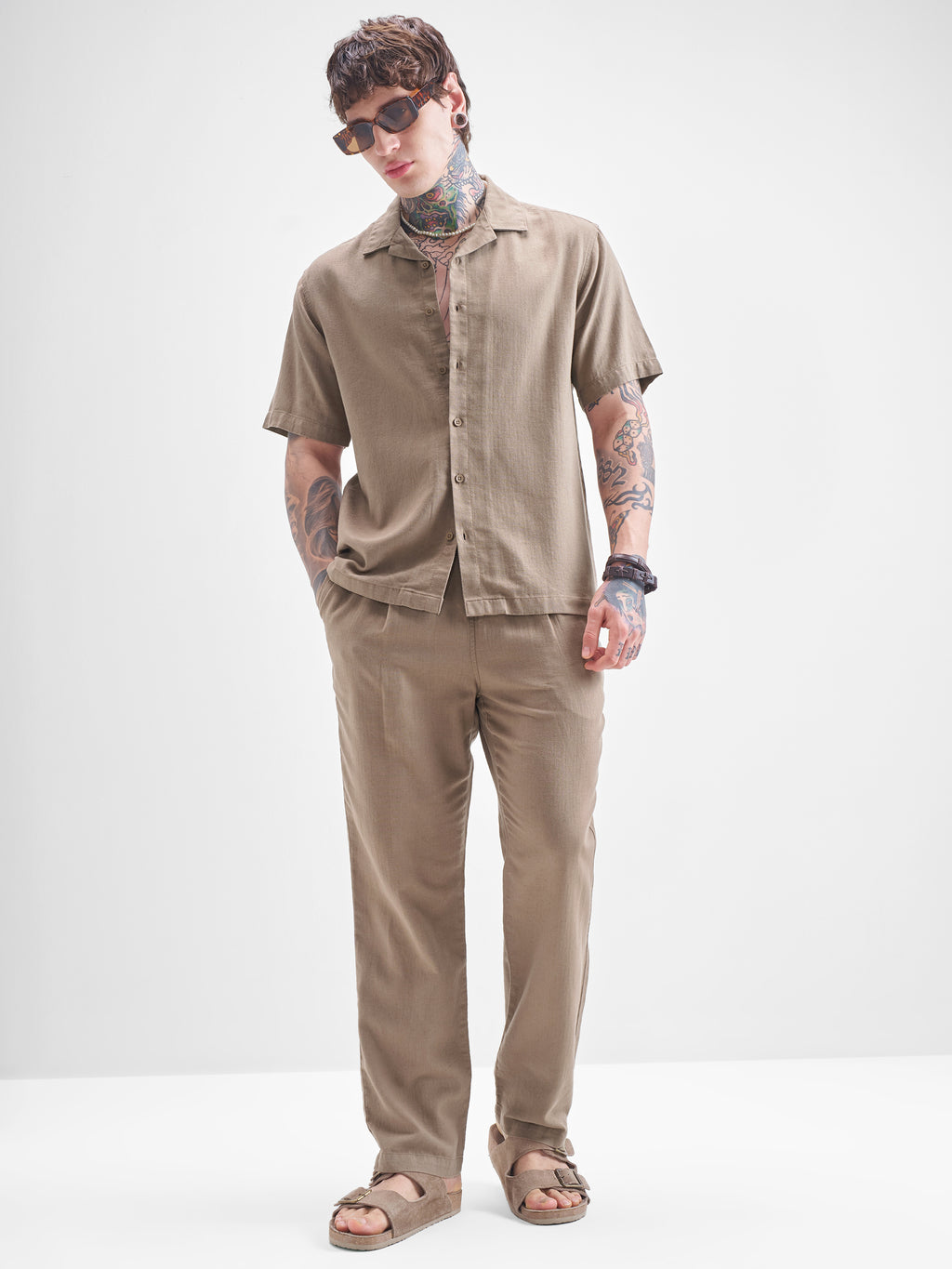 Highlander Men Beige Self Design Relaxed Fit Casual Shirt - Beige - Image 2