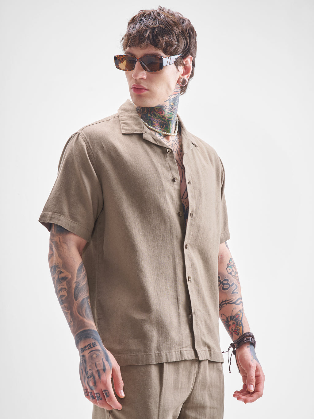 Highlander Men Beige Self Design Relaxed Fit Casual Shirt - Beige - Image 6