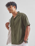 Highlander Men Olive Solid Relaxed Fit Casual Shirt - Olive - Image 1