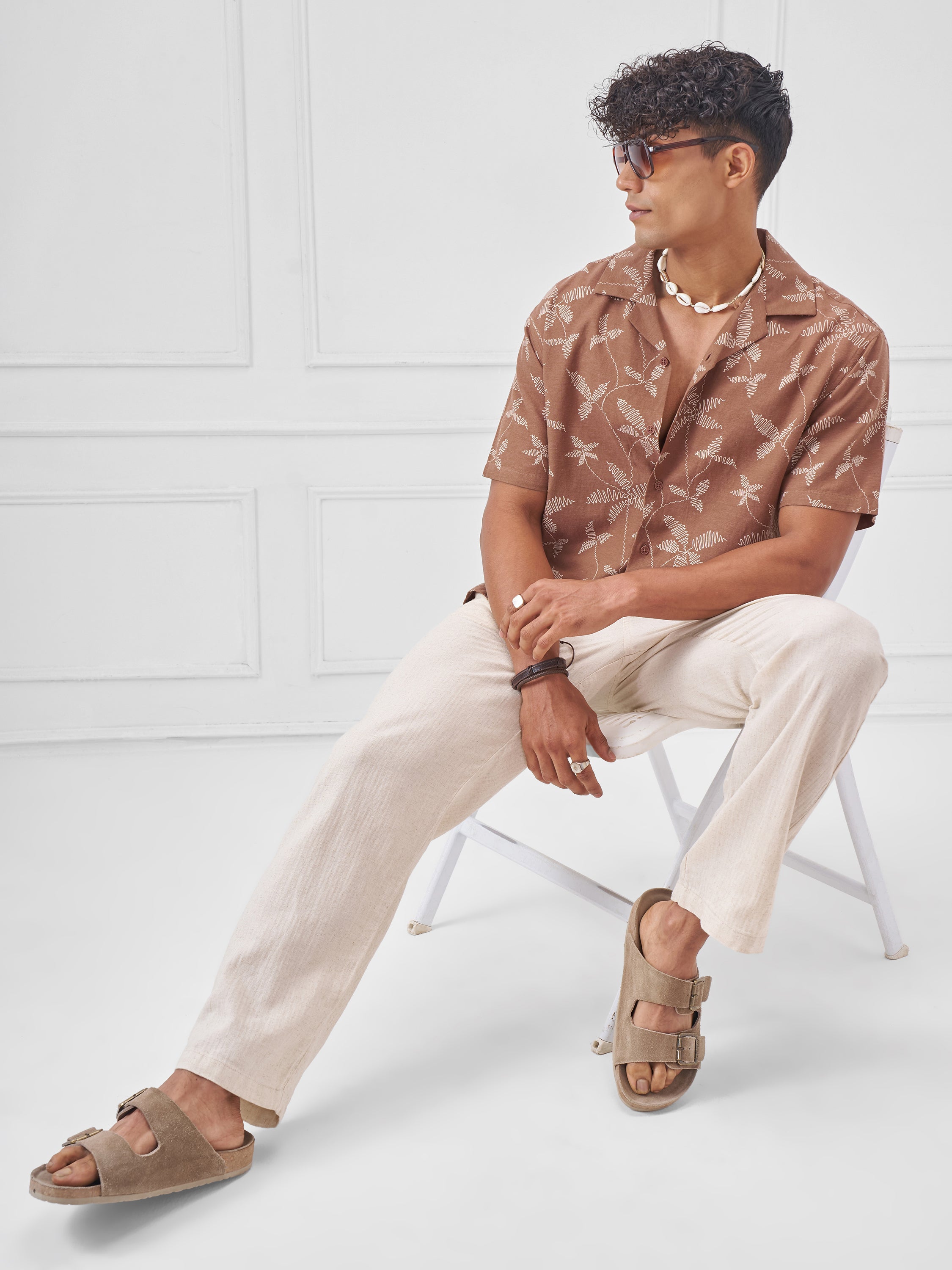 Highlander Men Cream Printed Relaxed Fit Casual Shirt - Cream - Image 2