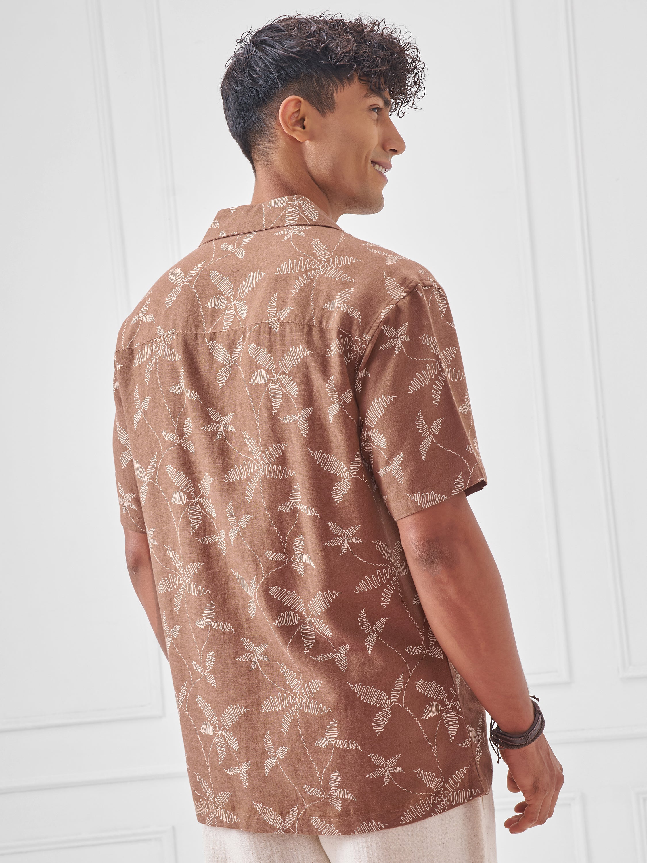 Highlander Men Cream Printed Relaxed Fit Casual Shirt - Cream - Image 3
