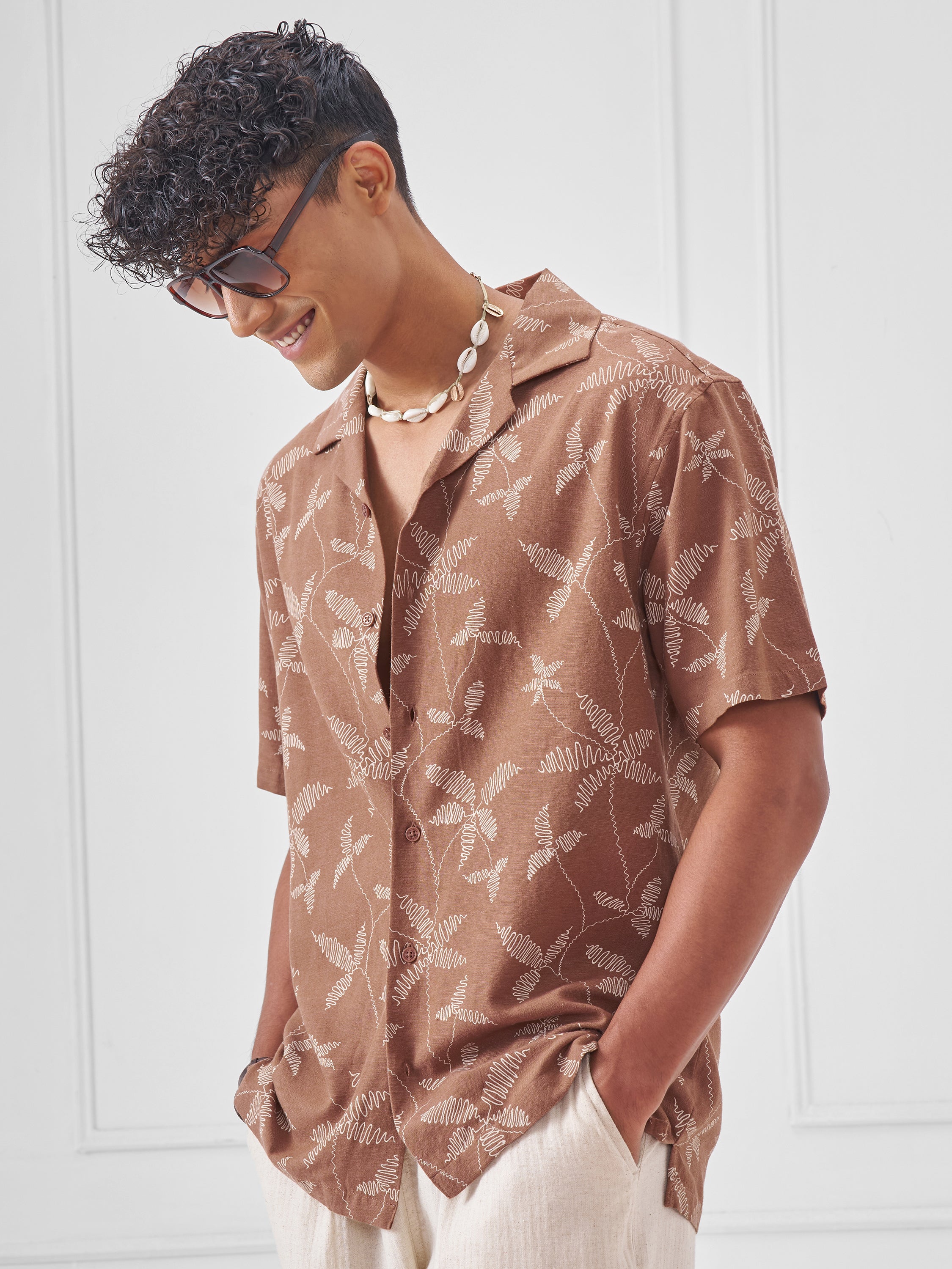 Highlander Men Cream Printed Relaxed Fit Casual Shirt - Cream - Image 4