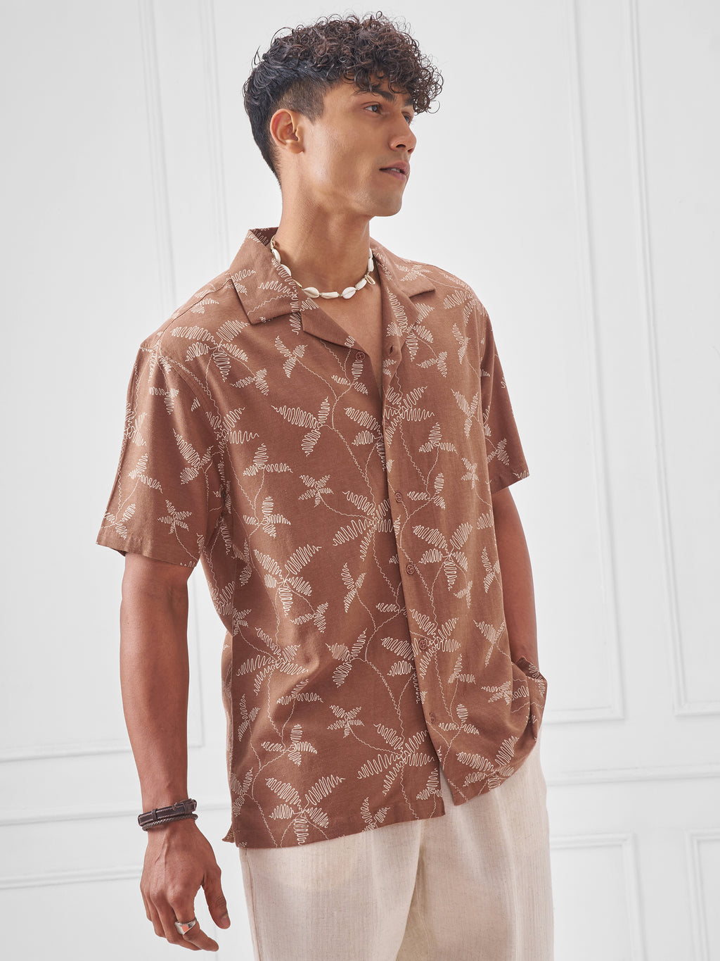 Highlander Men Cream Printed Relaxed Fit Casual Shirt - Cream - Image 6