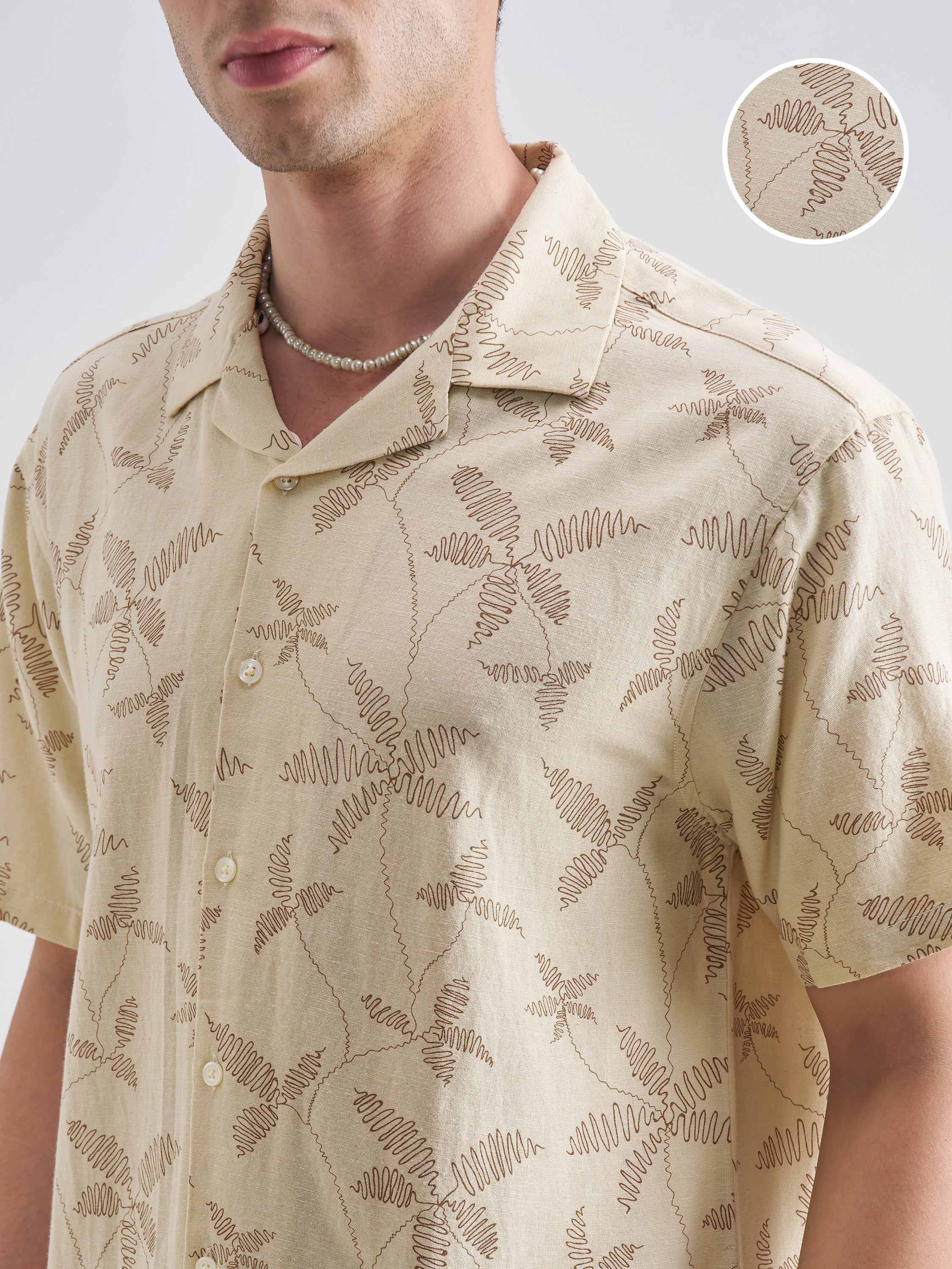 Highlander Men Cream Printed Relaxed Fit Casual Shirt - Cream - Image 5