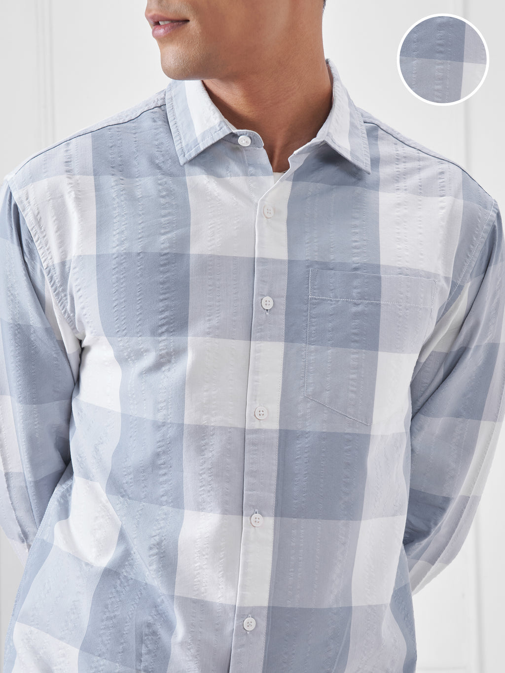Highlander Men Blue Checked Relaxed Fit Casual Shirt - Blue - Image 5