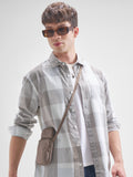 Highlander Men Grey Checked Relaxed Fit Casual Shirt - Grey - Image 1