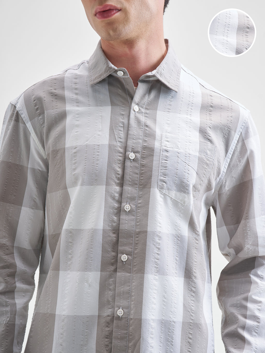 Highlander Men Grey Checked Relaxed Fit Casual Shirt - Grey - Image 5