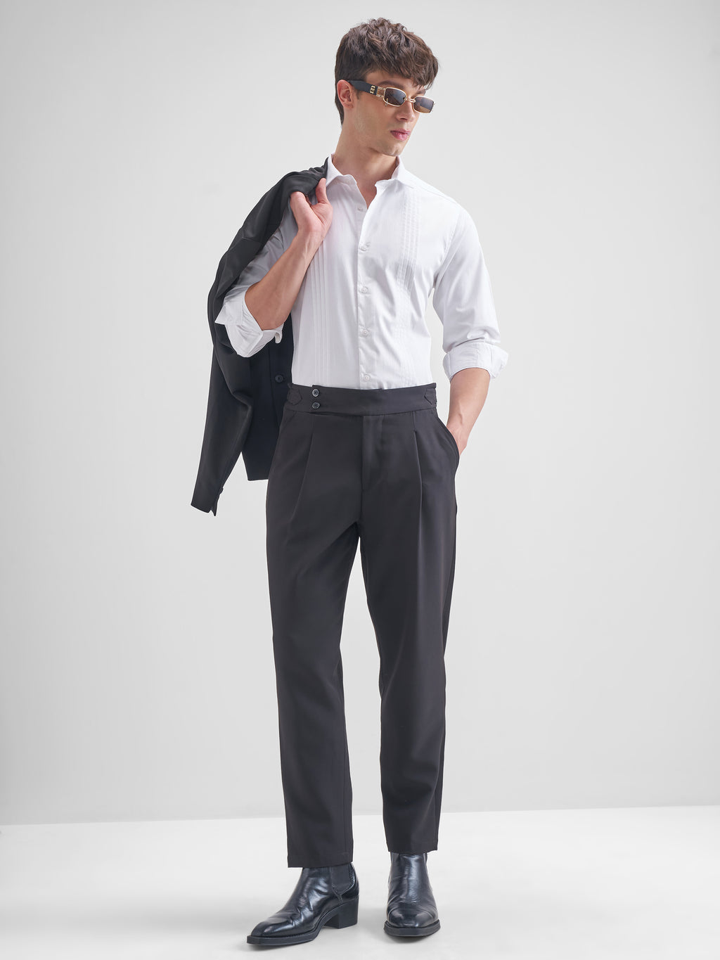 Highlander Men White Self Design Slim Fit Casual Shirt - White - Image 2