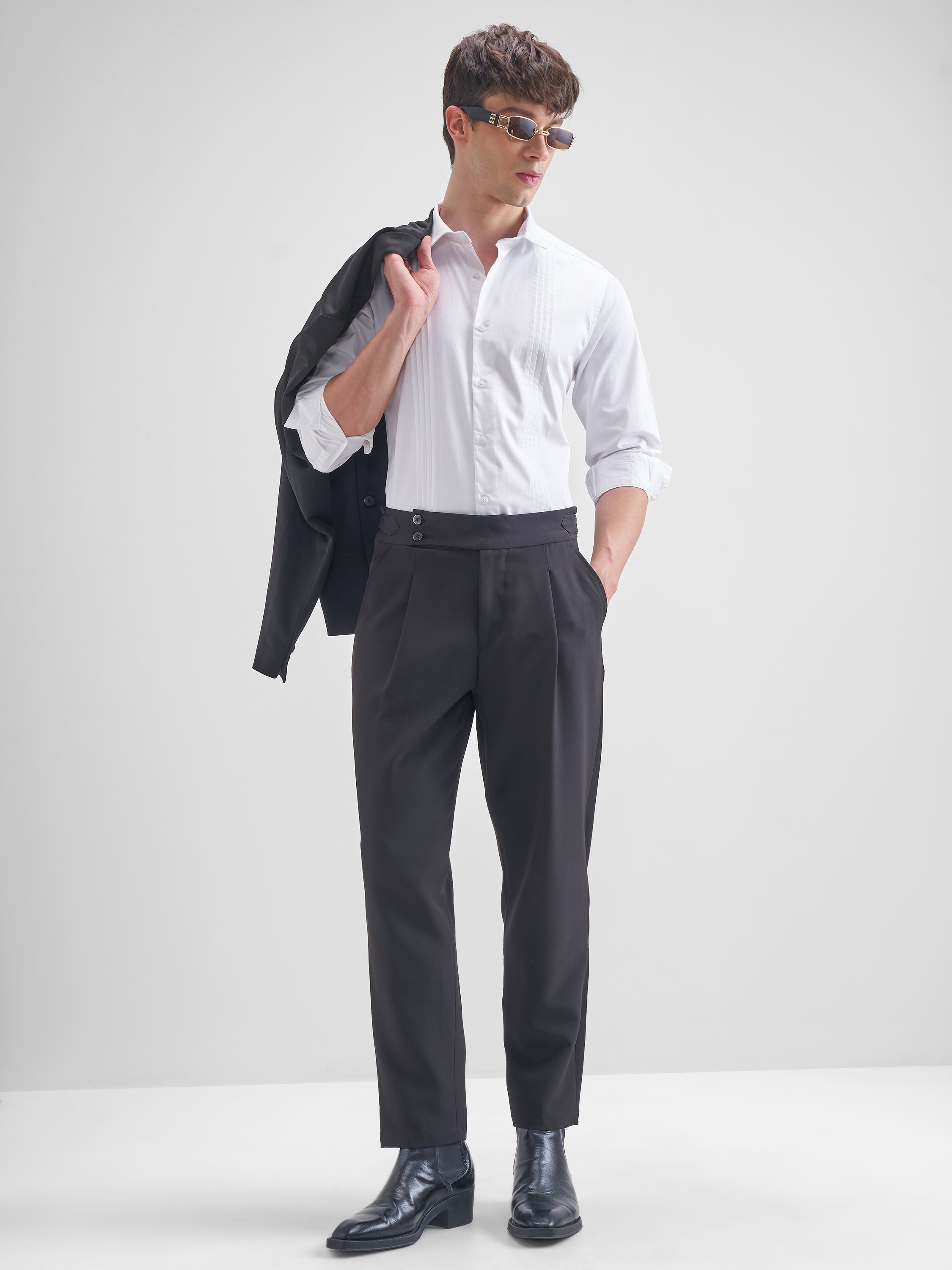 Highlander Men White Self Design Slim Fit Casual Shirt - White - Image 2