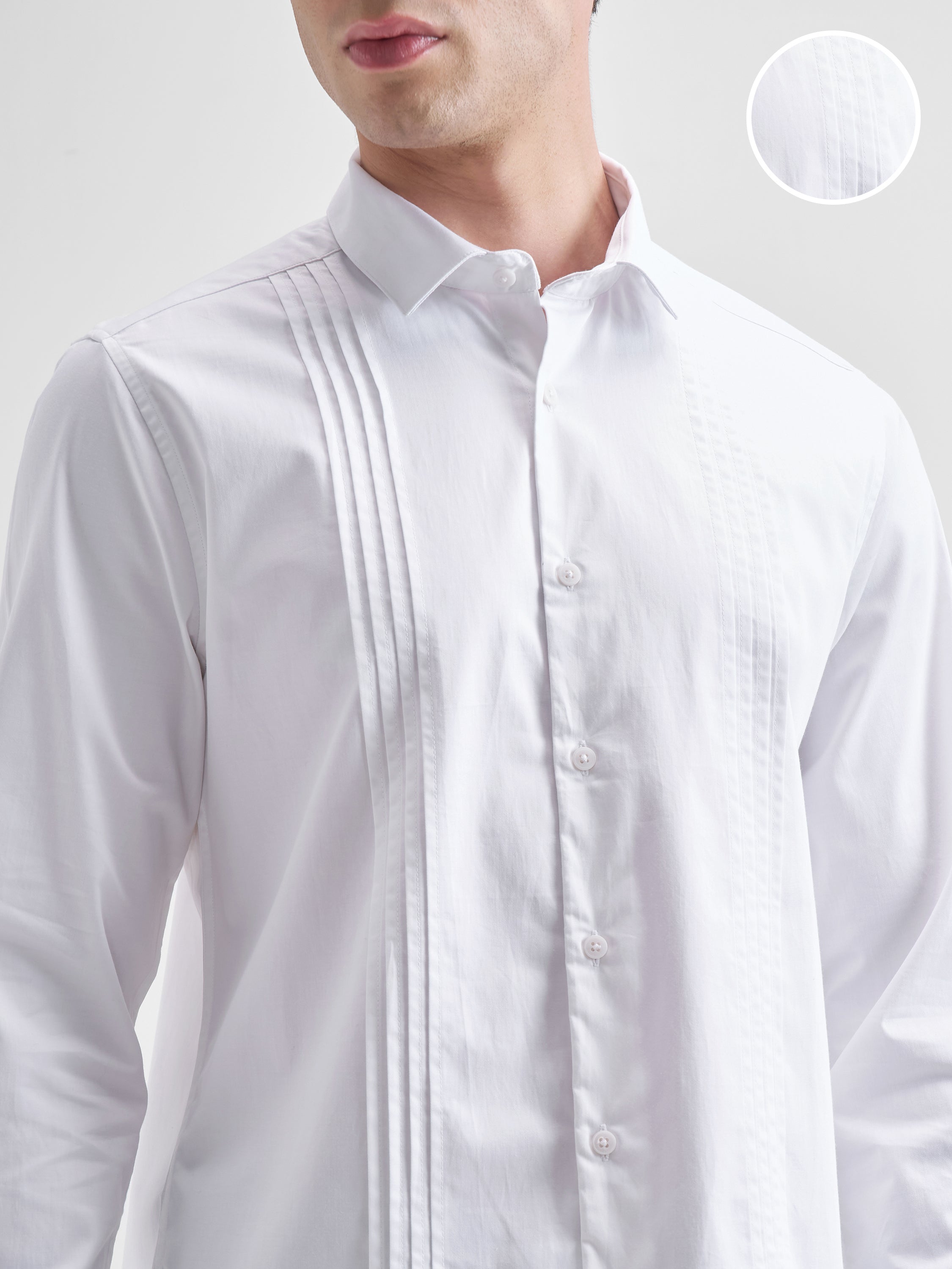 Highlander Men White Self Design Slim Fit Casual Shirt - White - Image 5