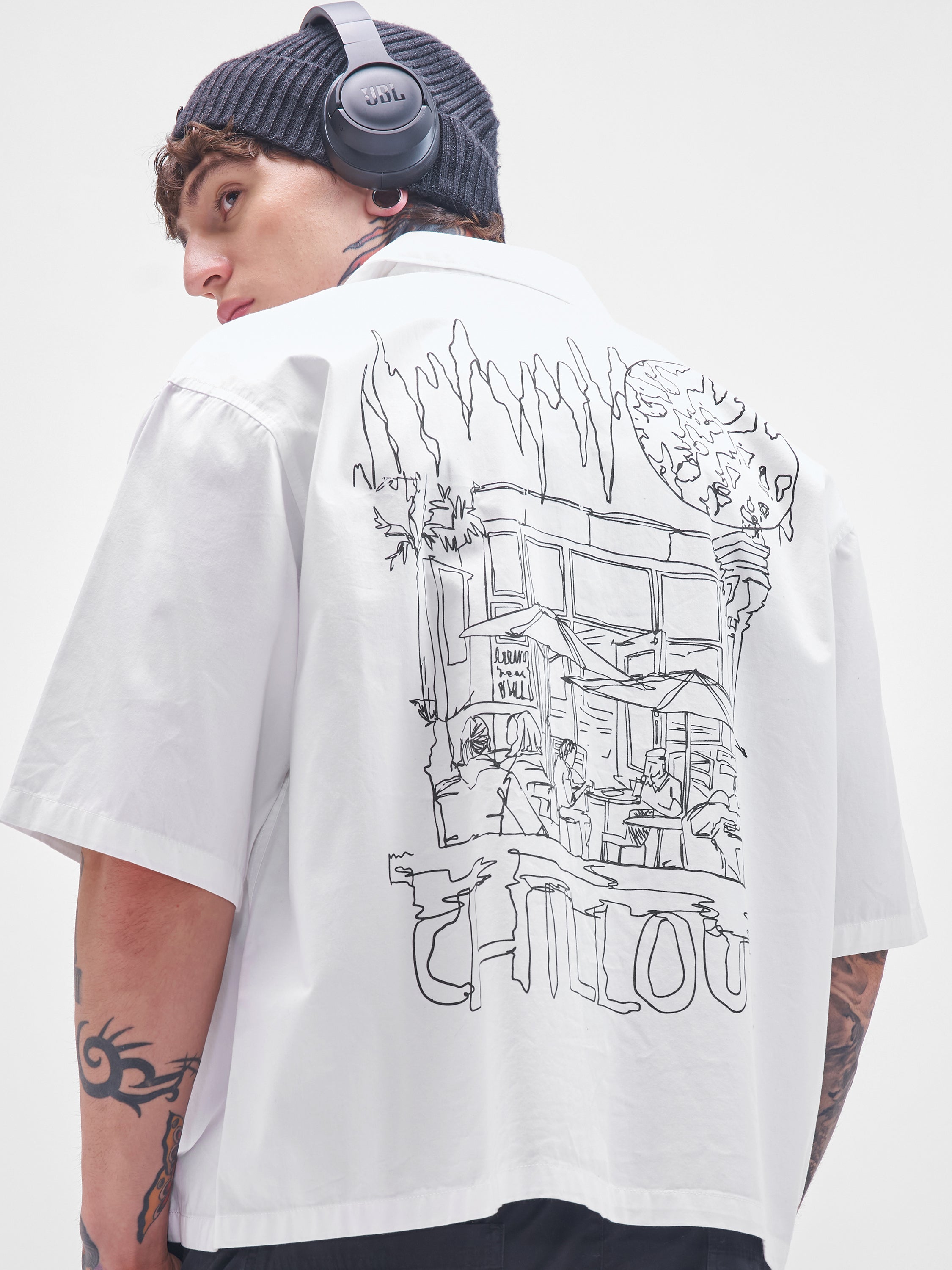 Highlander Men White Printed Boxy Fit Casual Shirt - White - Image 1