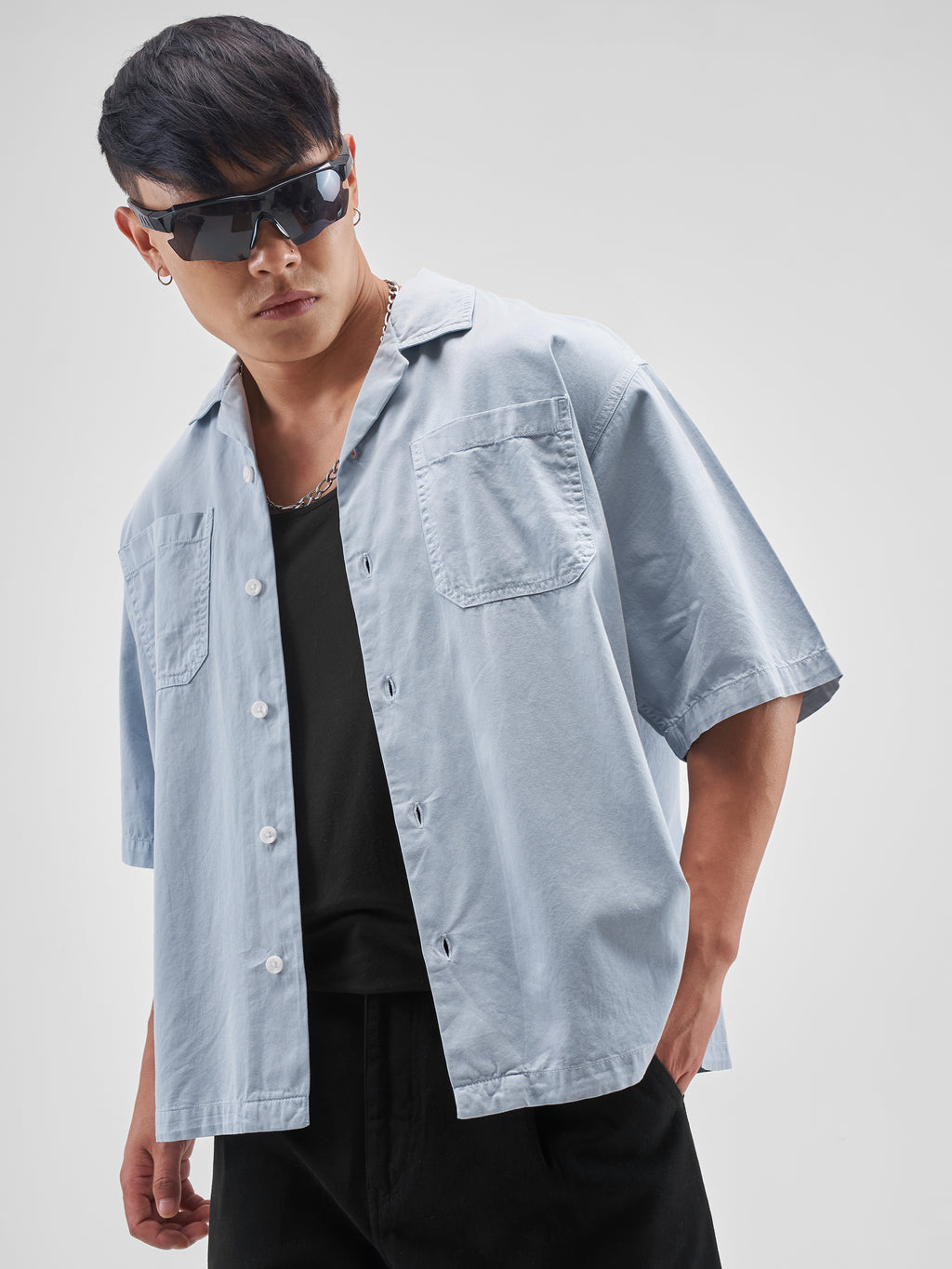 Highlander Men Blue Solid Boxy Fit Casual Shirt - Blue - Image 4