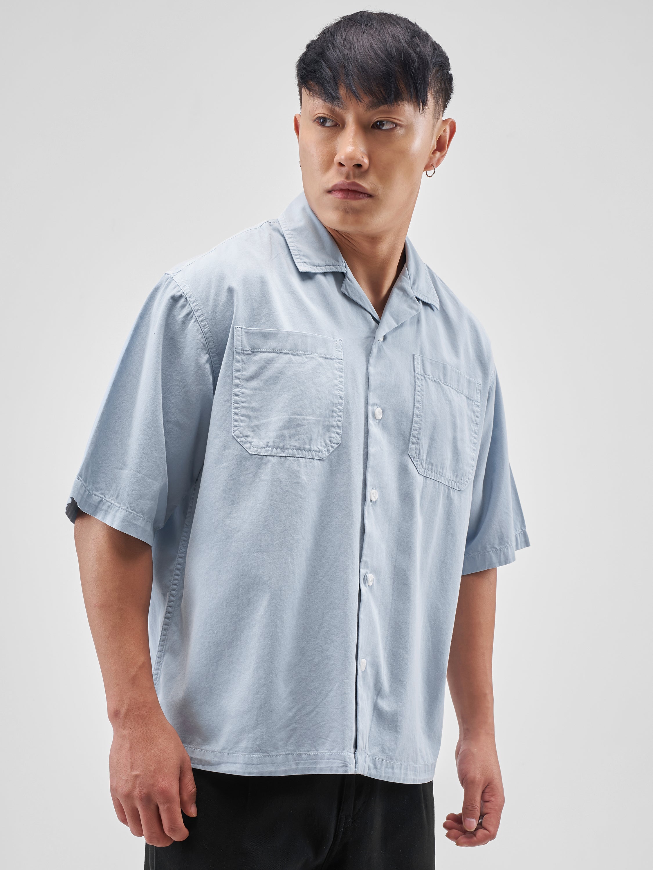Highlander Men Blue Solid Boxy Fit Casual Shirt - Blue - Image 6