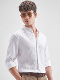 Highlander Men White Crushed Slim Fit Casual Shirt - White - Image 1