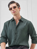 Highlander Men Green Self Design Slim Fit Casual Shirt - Green - Image 1