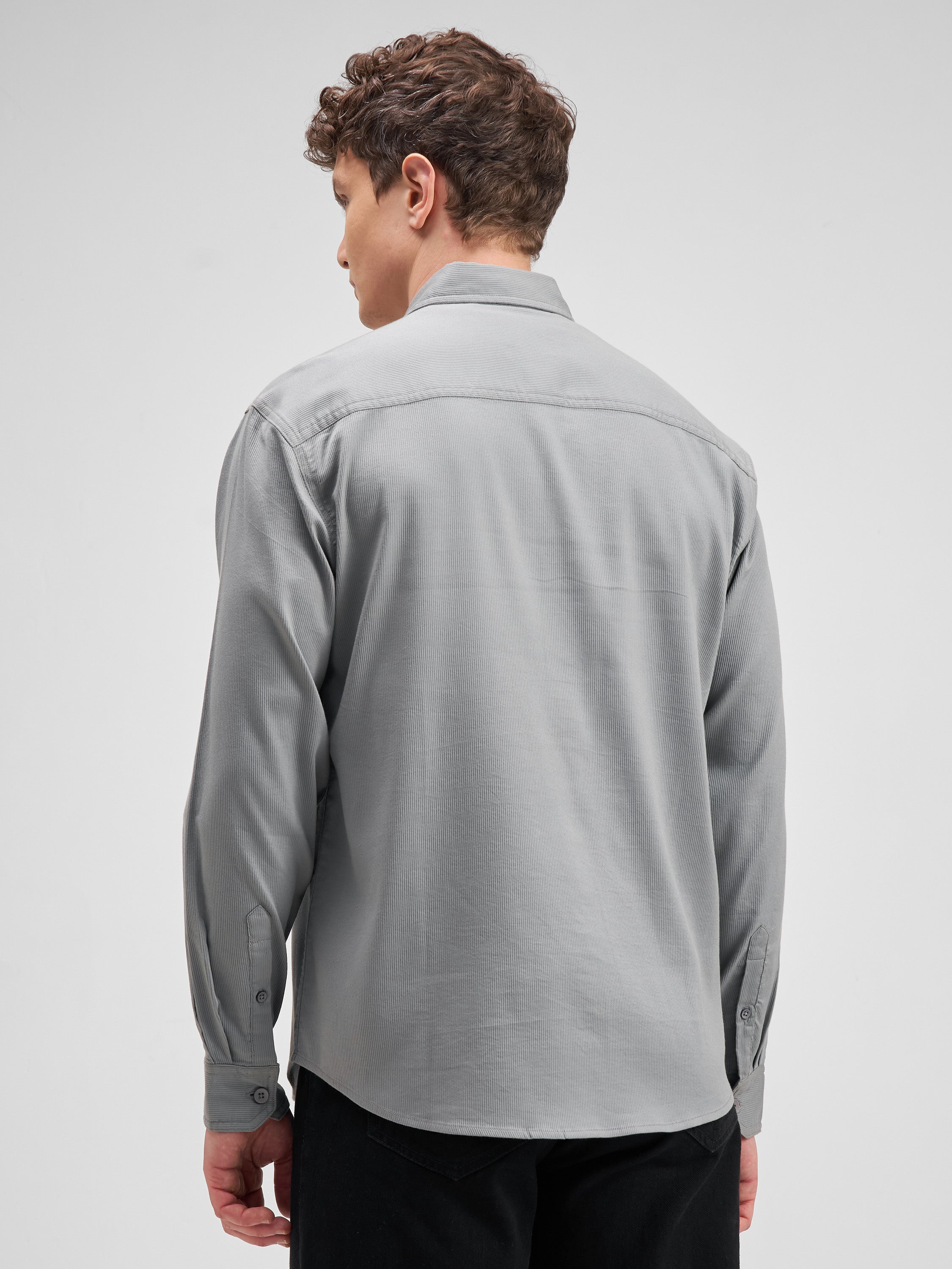 Highlander Men Grey Solid Regular Fit Casual Shirt - Grey - Image 3