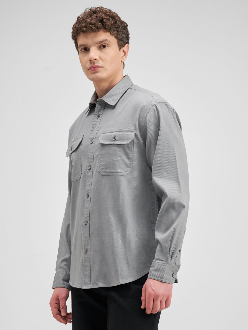 Highlander Men Grey Solid Regular Fit Casual Shirt - Grey - Image 4