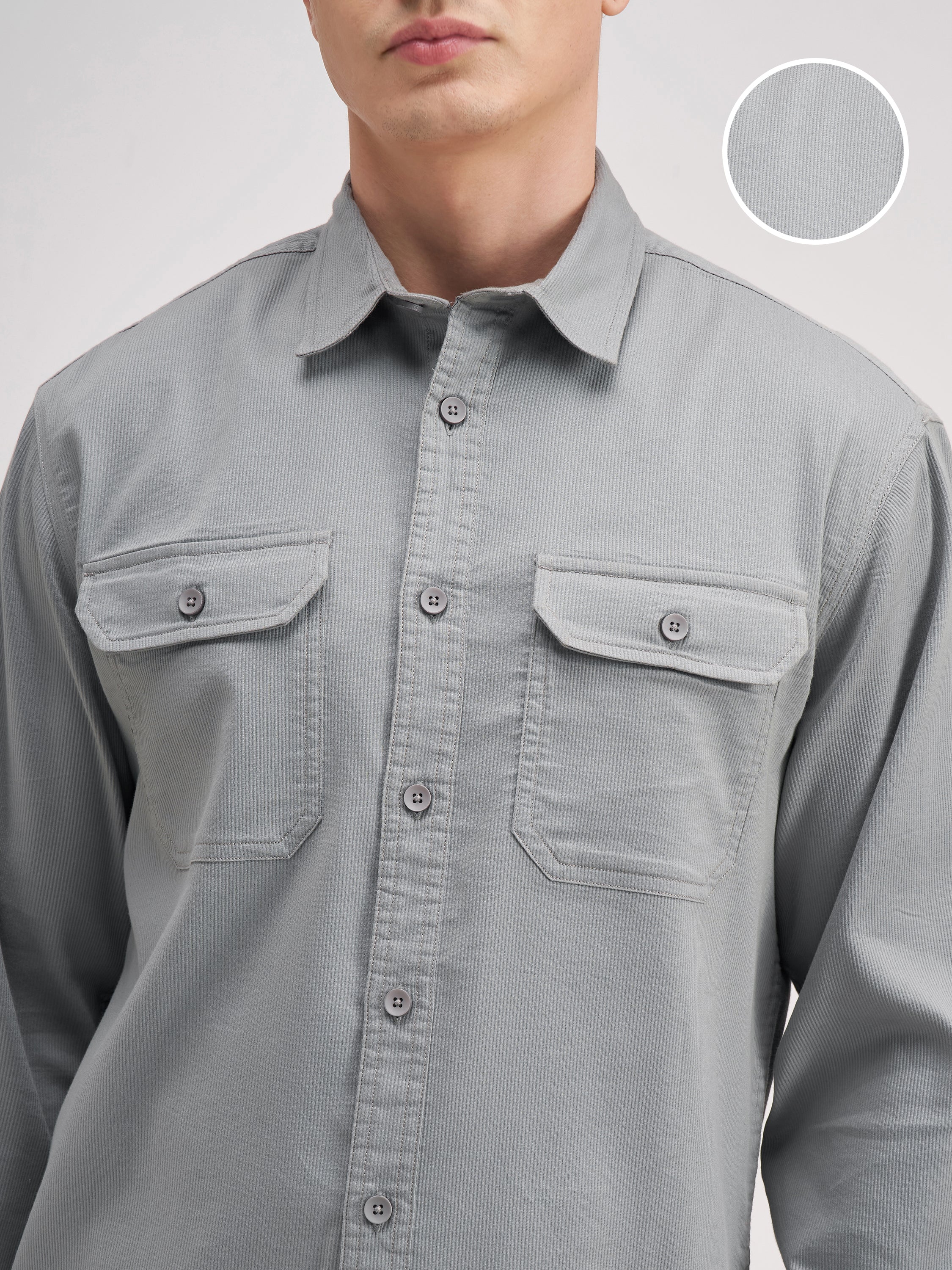 Highlander Men Grey Solid Regular Fit Casual Shirt - Grey - Image 5