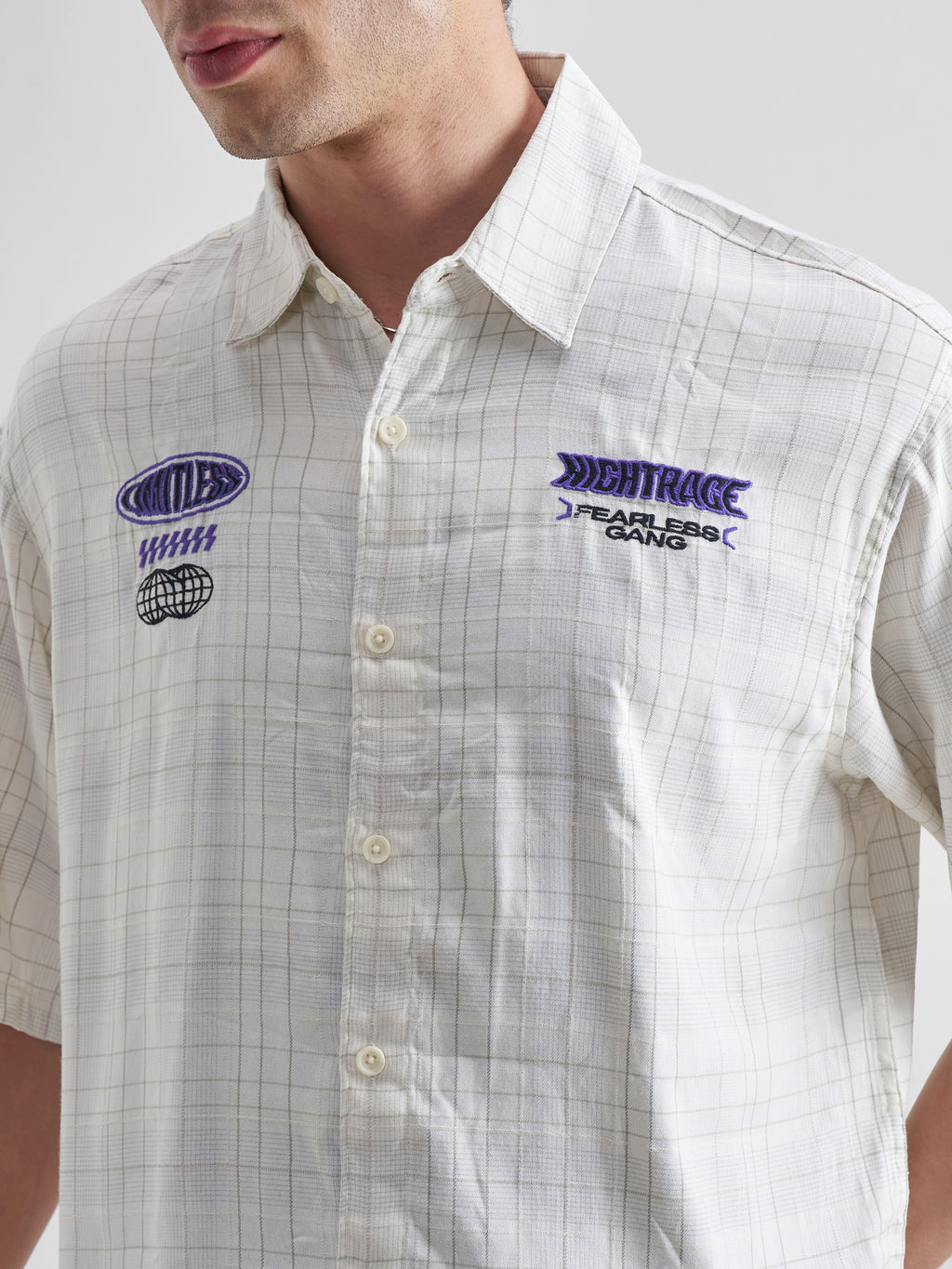 Highlander Men Cream Embroidered Boxy Fit Casual Shirt - Cream - Image 7