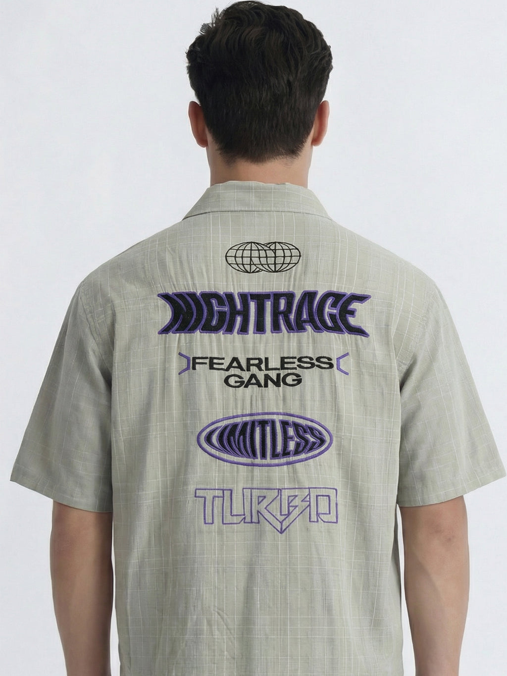 Highlander Men Grey Embroidered Boxy Fit Casual Shirt - Grey - Image 1