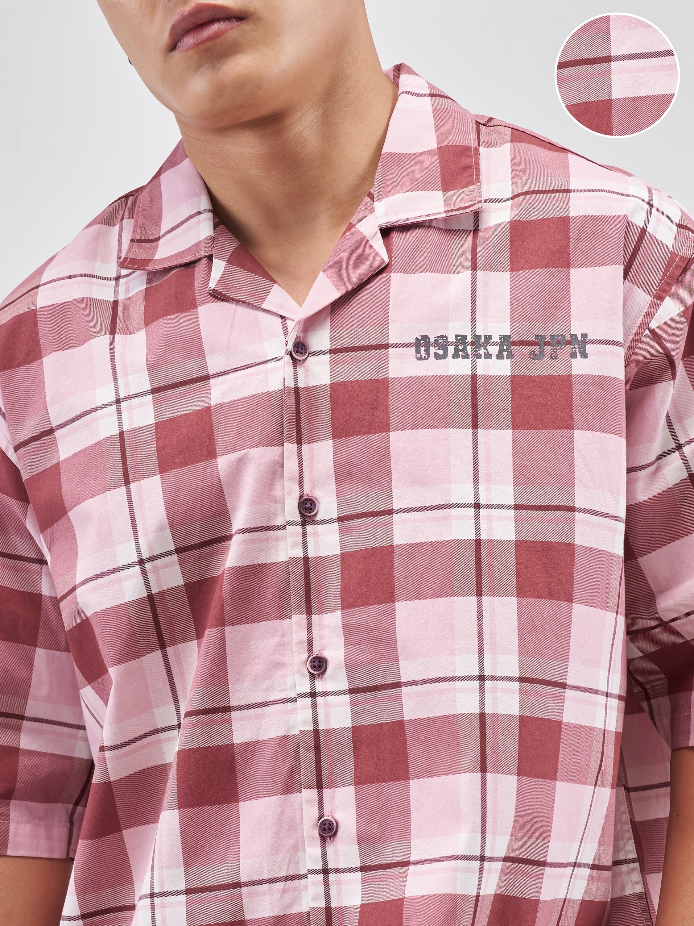 Highlander Men Pink Checked Boxy Fit Casual Shirt - Pink - Image 5