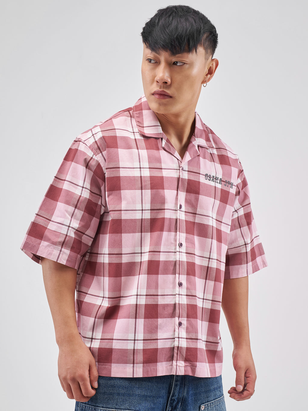 Highlander Men Pink Checked Boxy Fit Casual Shirt - Pink - Image 6