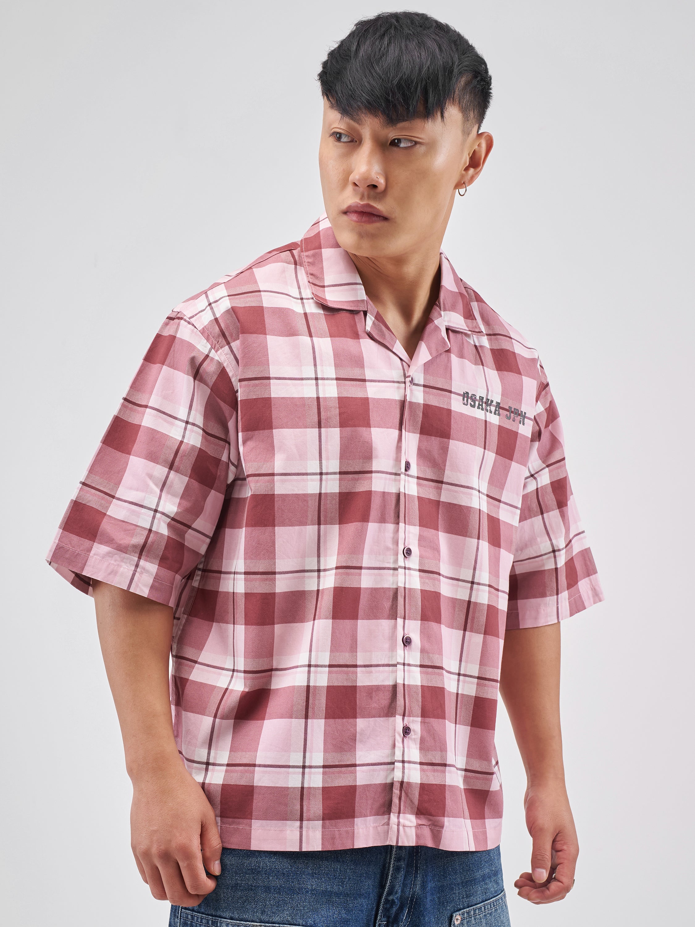 Highlander Men Pink Checked Boxy Fit Casual Shirt - Pink - Image 6