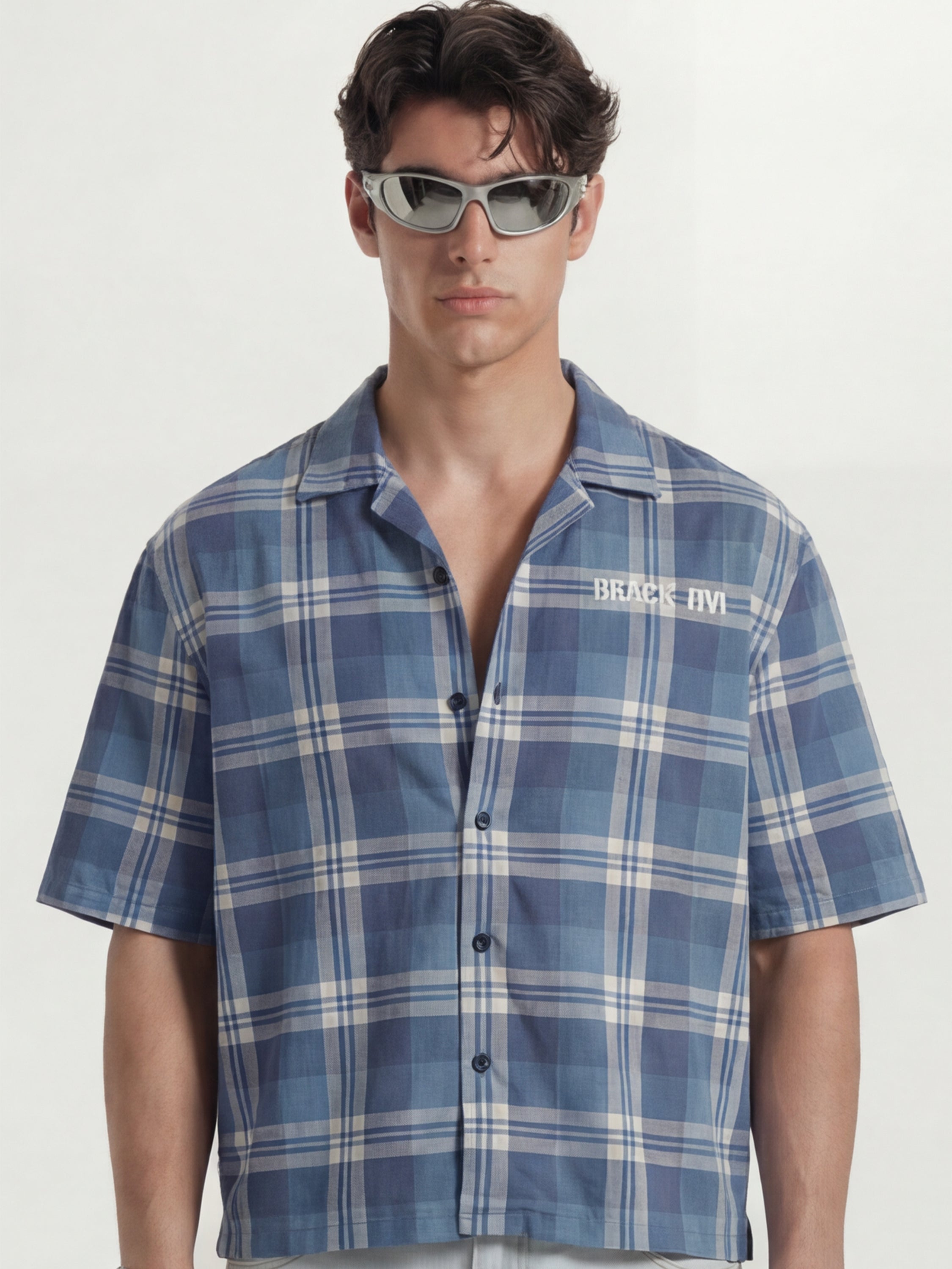 Highlander Men Blue Checked Boxy Fit Casual Shirt - Blue - Image 3