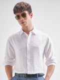 Highlander Men White Crushed Relaxed Fit Casual Shirt - White - Image 1