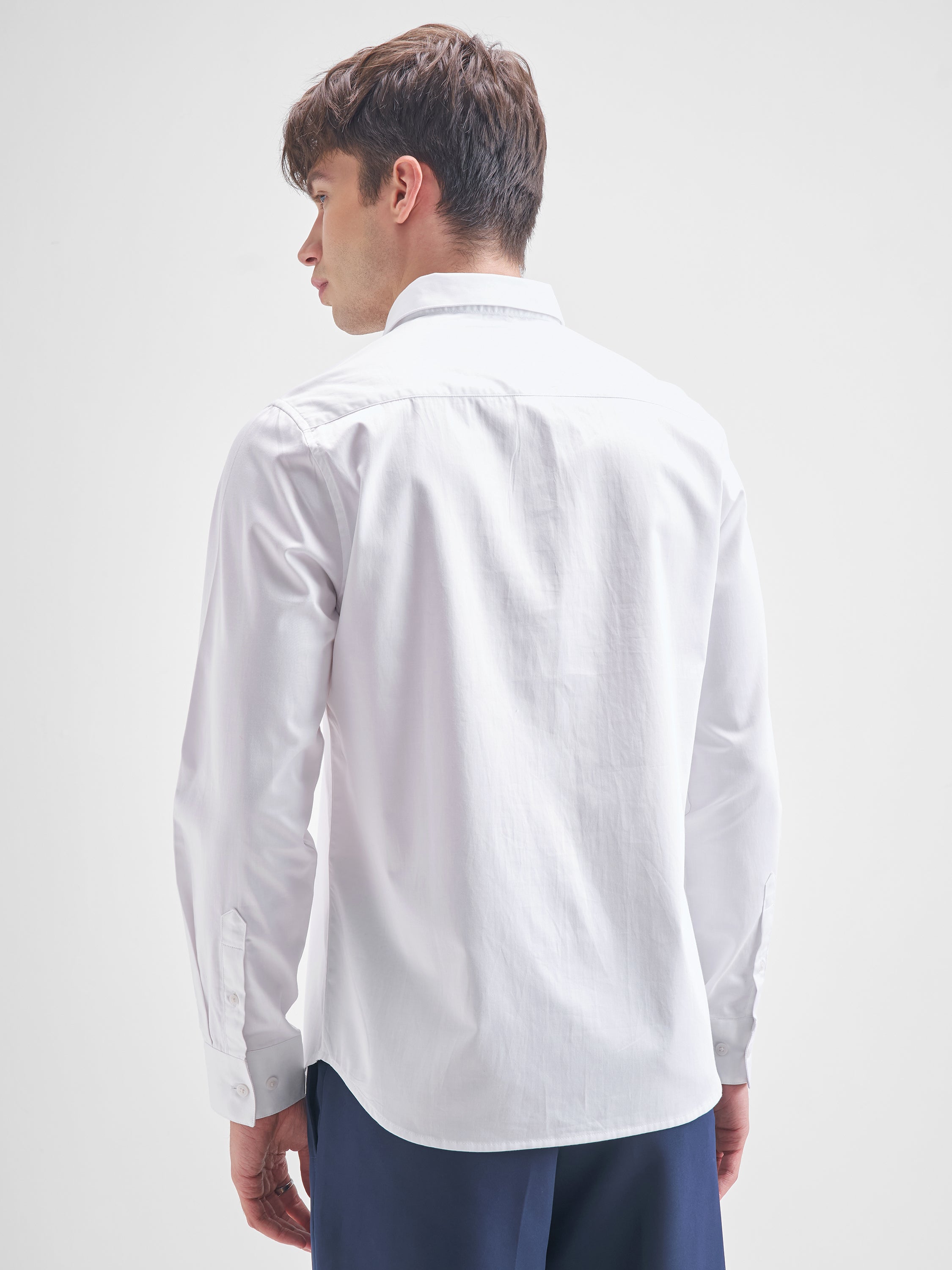 Highlander Men White Solid Slim Fit Casual Shirt - White - Image 3