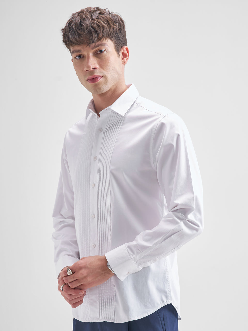 Highlander Men White Solid Slim Fit Casual Shirt - White - Image 4
