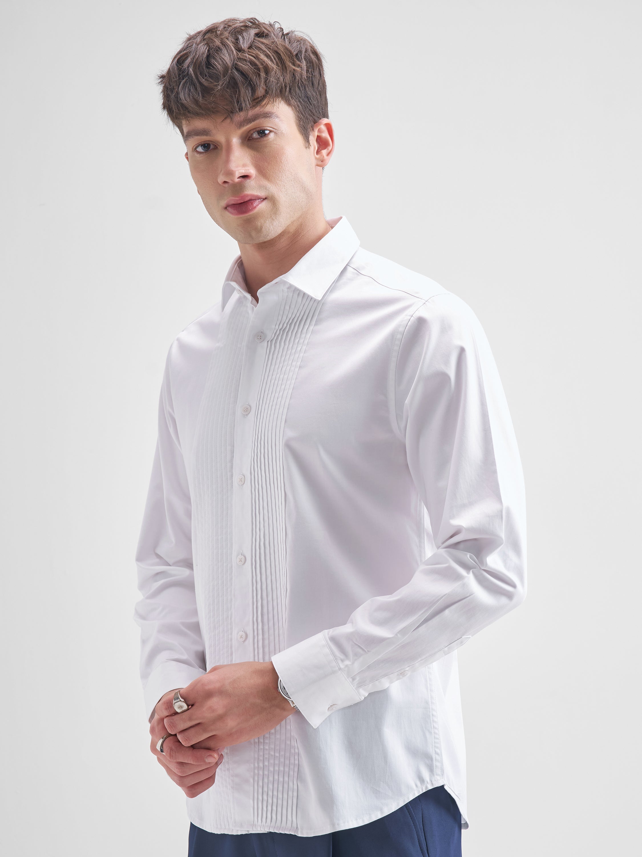Highlander Men White Solid Slim Fit Casual Shirt - White - Image 4